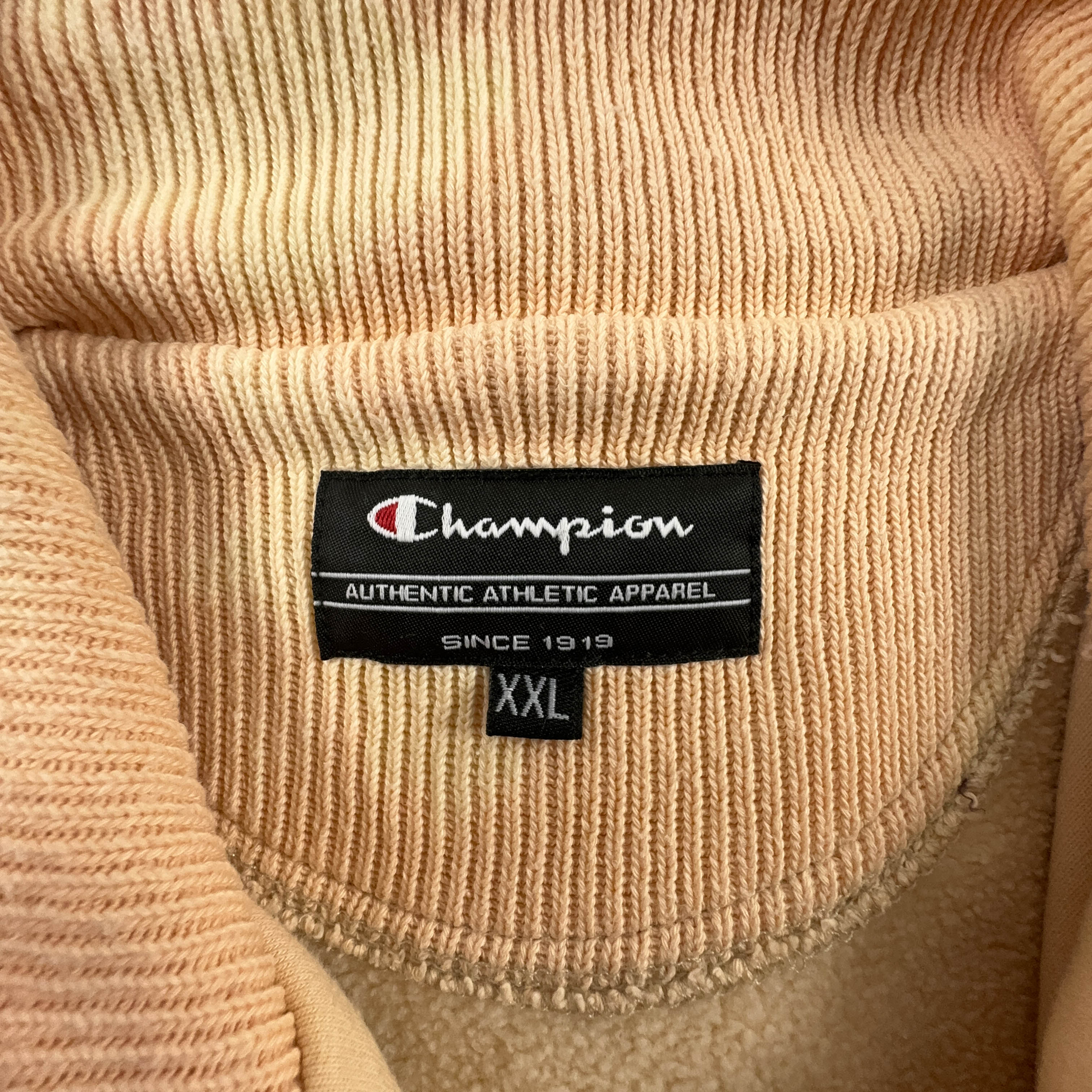 Felpa Champion Vintage Tie Dye beige con zip anni 2000 - Taglia XL/XXL uomo