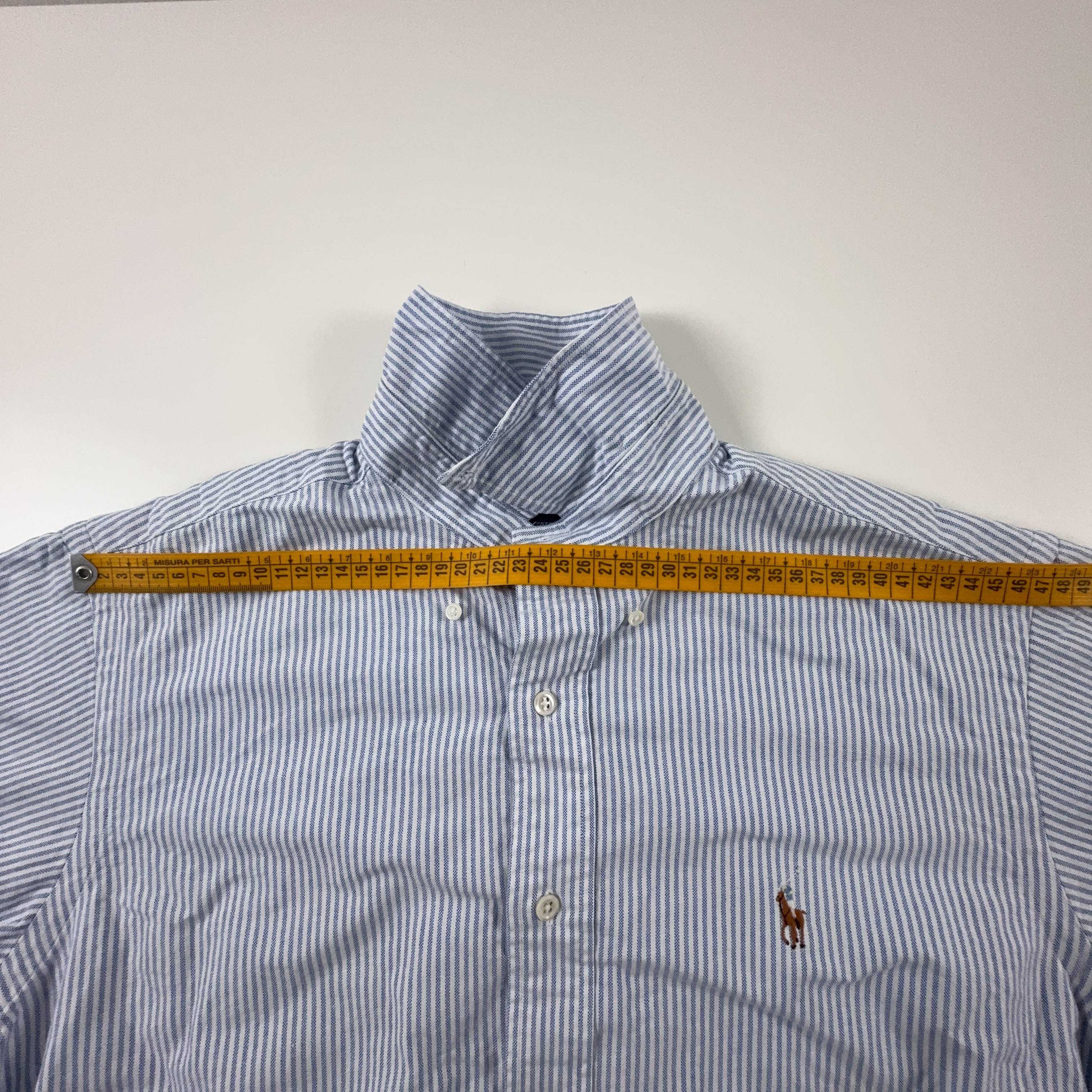 Camicia Ralph Lauren a righe azzurra e bianca in cotone - Taglia 16 uomo