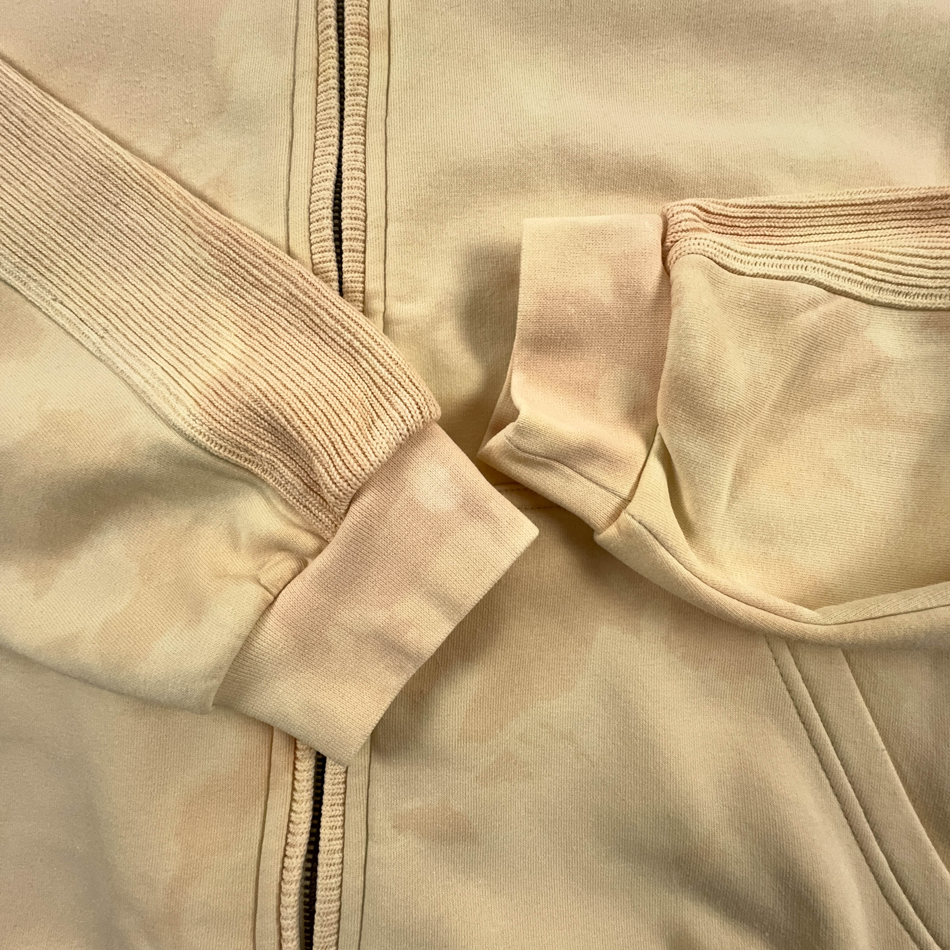 Felpa Champion Vintage Tie Dye beige con zip anni 2000 - Taglia XL/XXL uomo