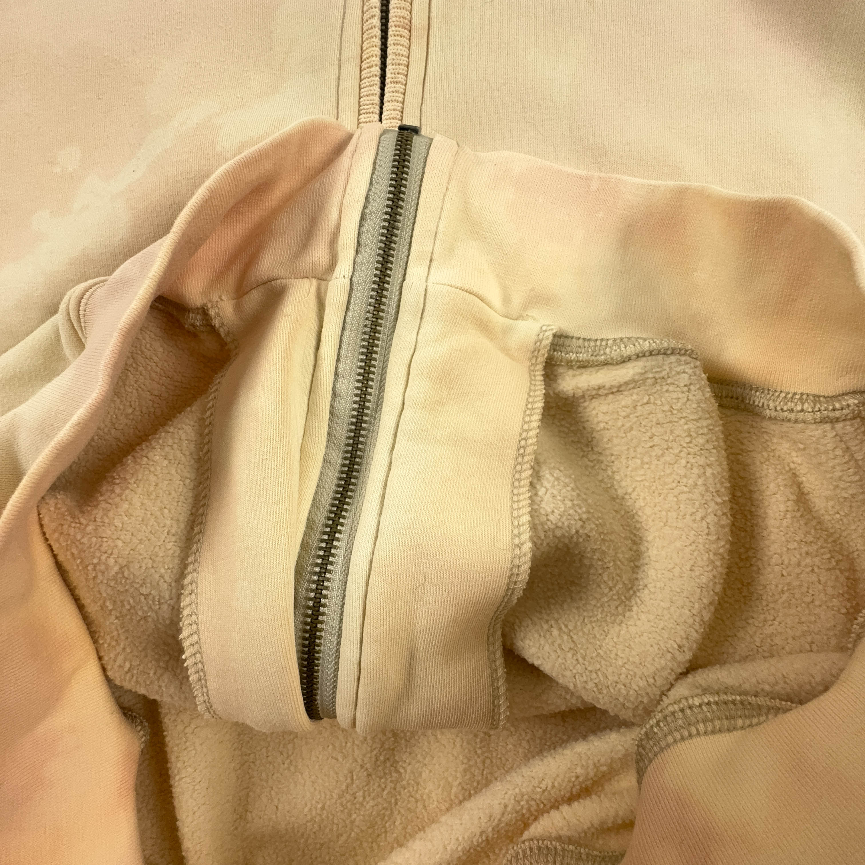 Felpa Champion Vintage Tie Dye beige con zip anni 2000 - Taglia XL/XXL uomo