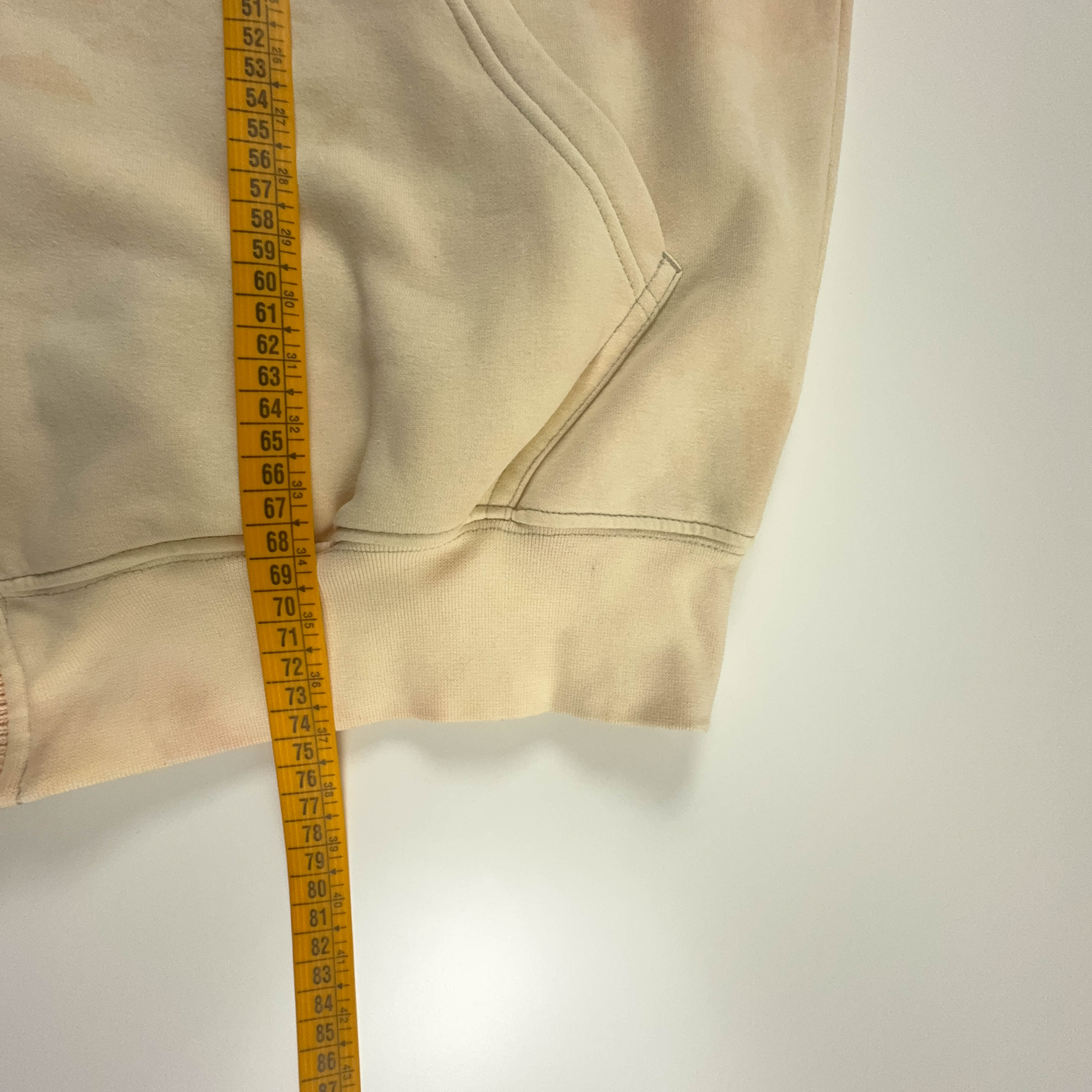 Felpa Champion Vintage Tie Dye beige con zip anni 2000 - Taglia XL/XXL uomo