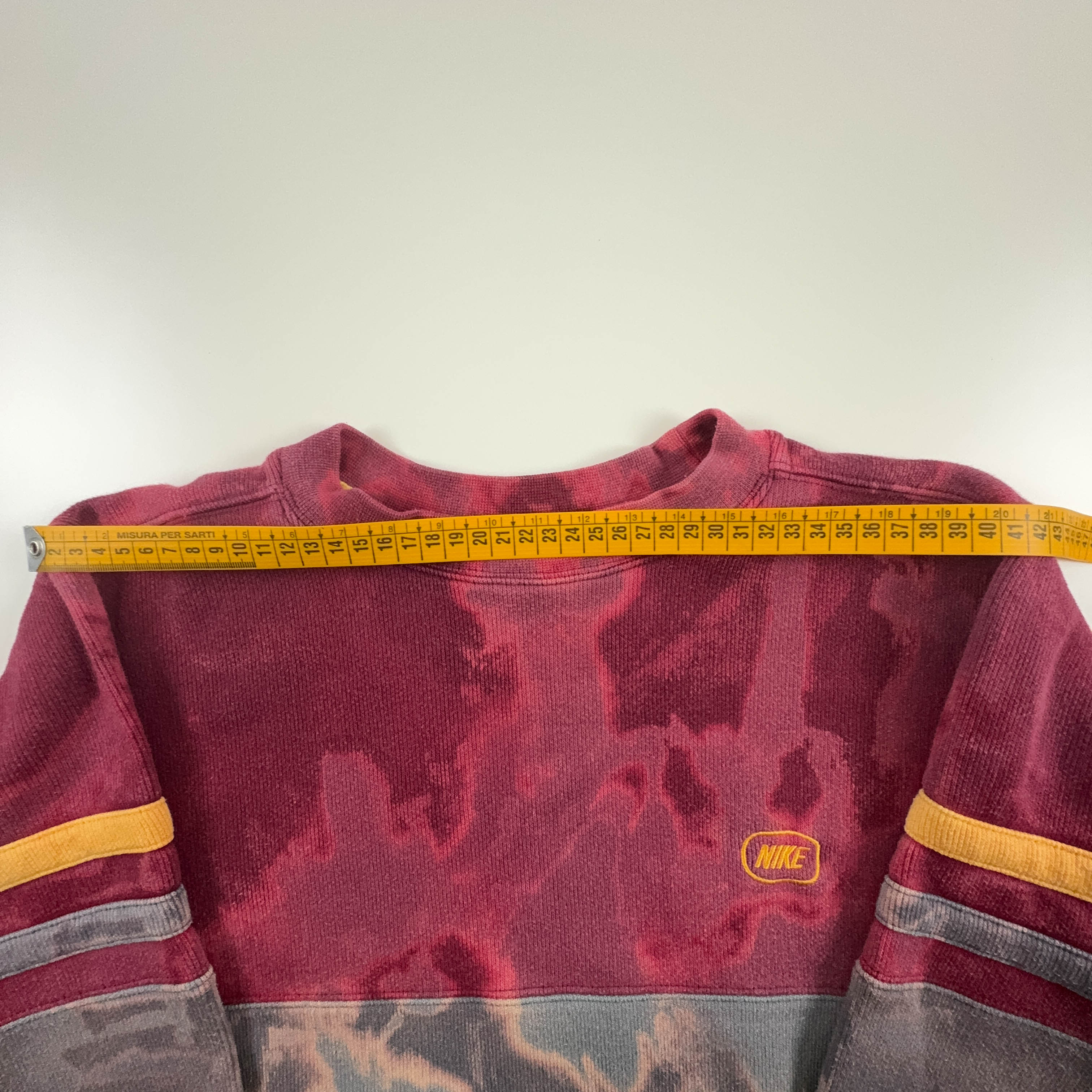 Felpa Nike Vintage Tie Dye rossa e grigia a girocollo anni 2000 - Taglia S/M 173 uomo