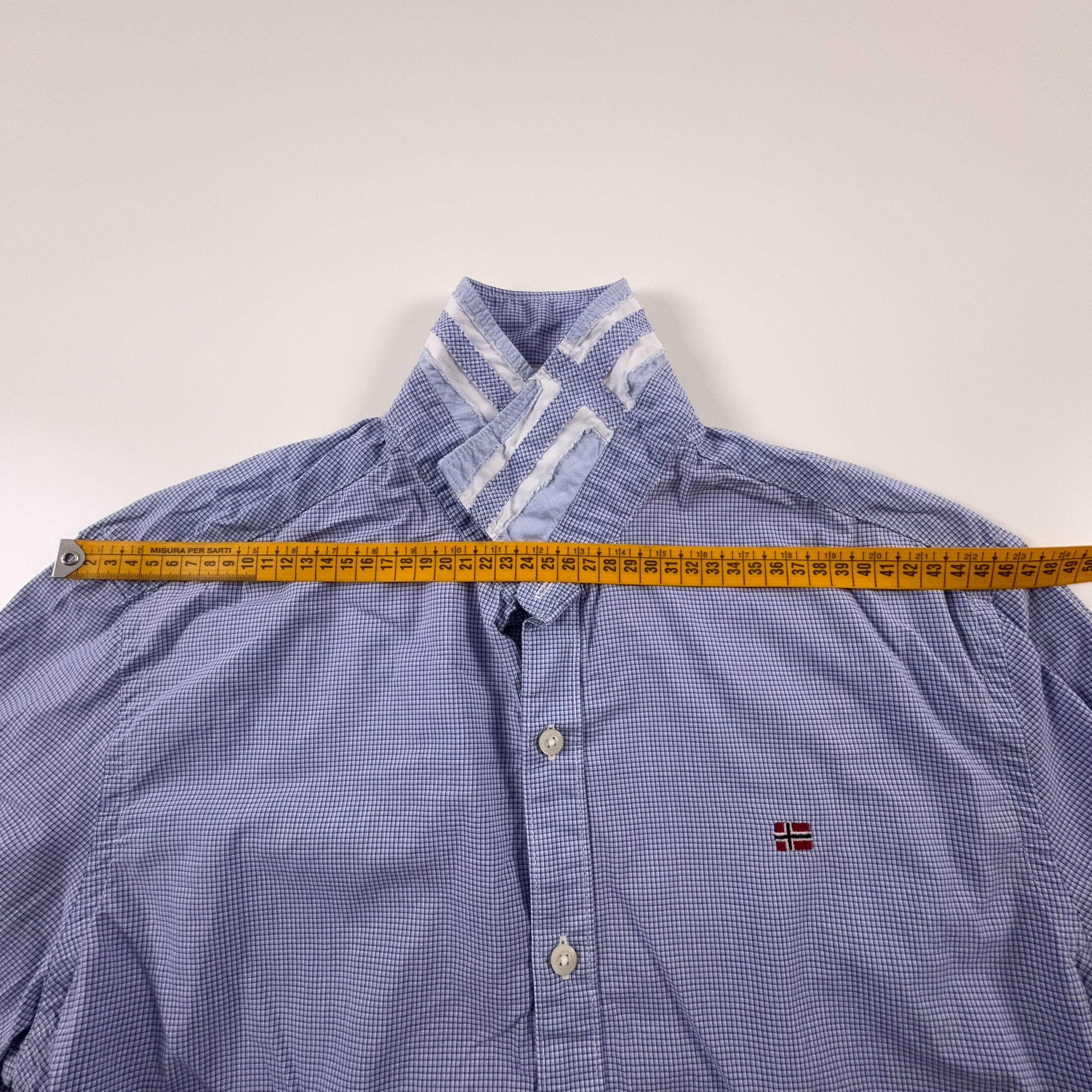 Camicia Napapijri a quadri azzurra e bianca in cotone urban fit - Taglia L uomo