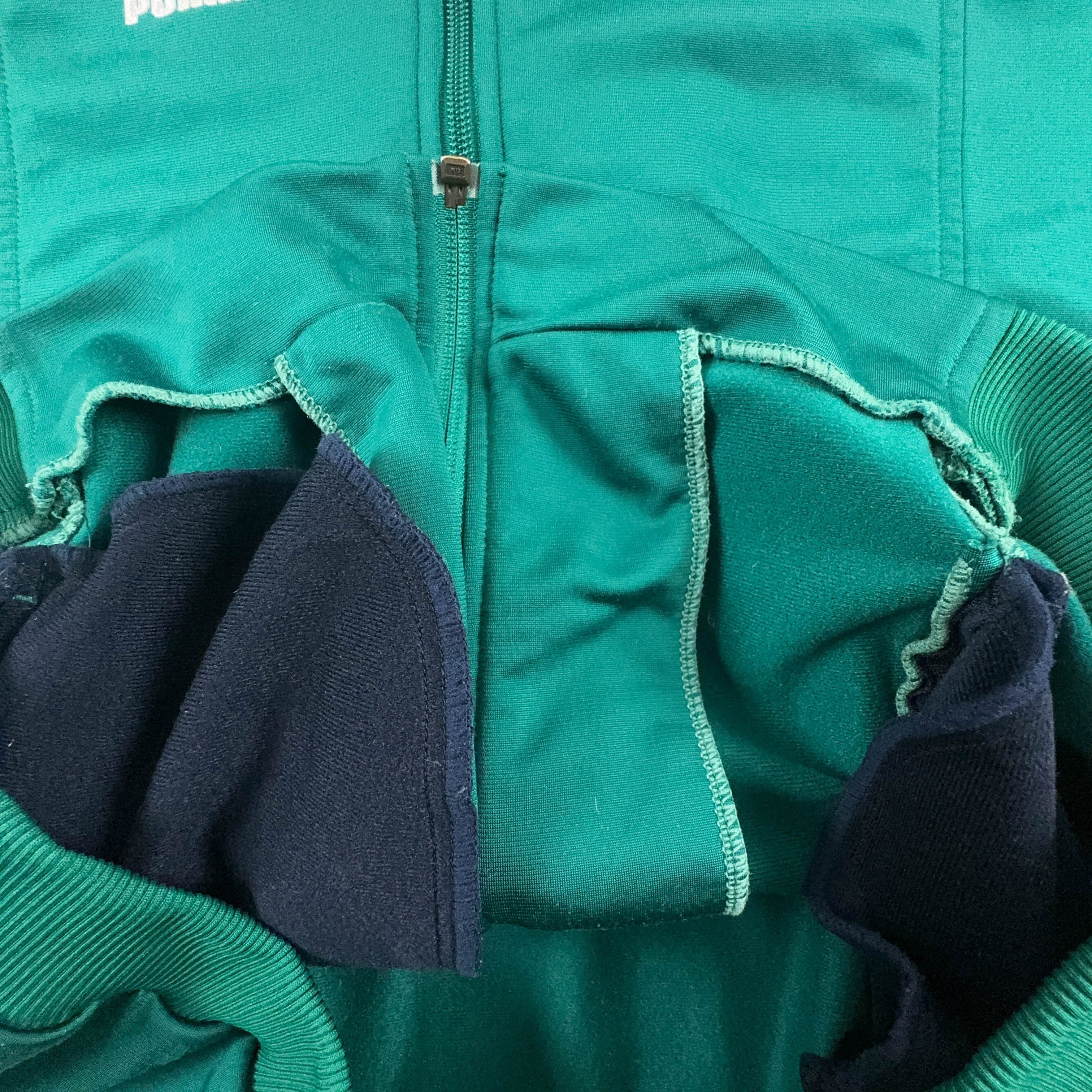 Felpa Puma Vintage verde e blu scuro con zip anni 2000 - Taglia XL uomo