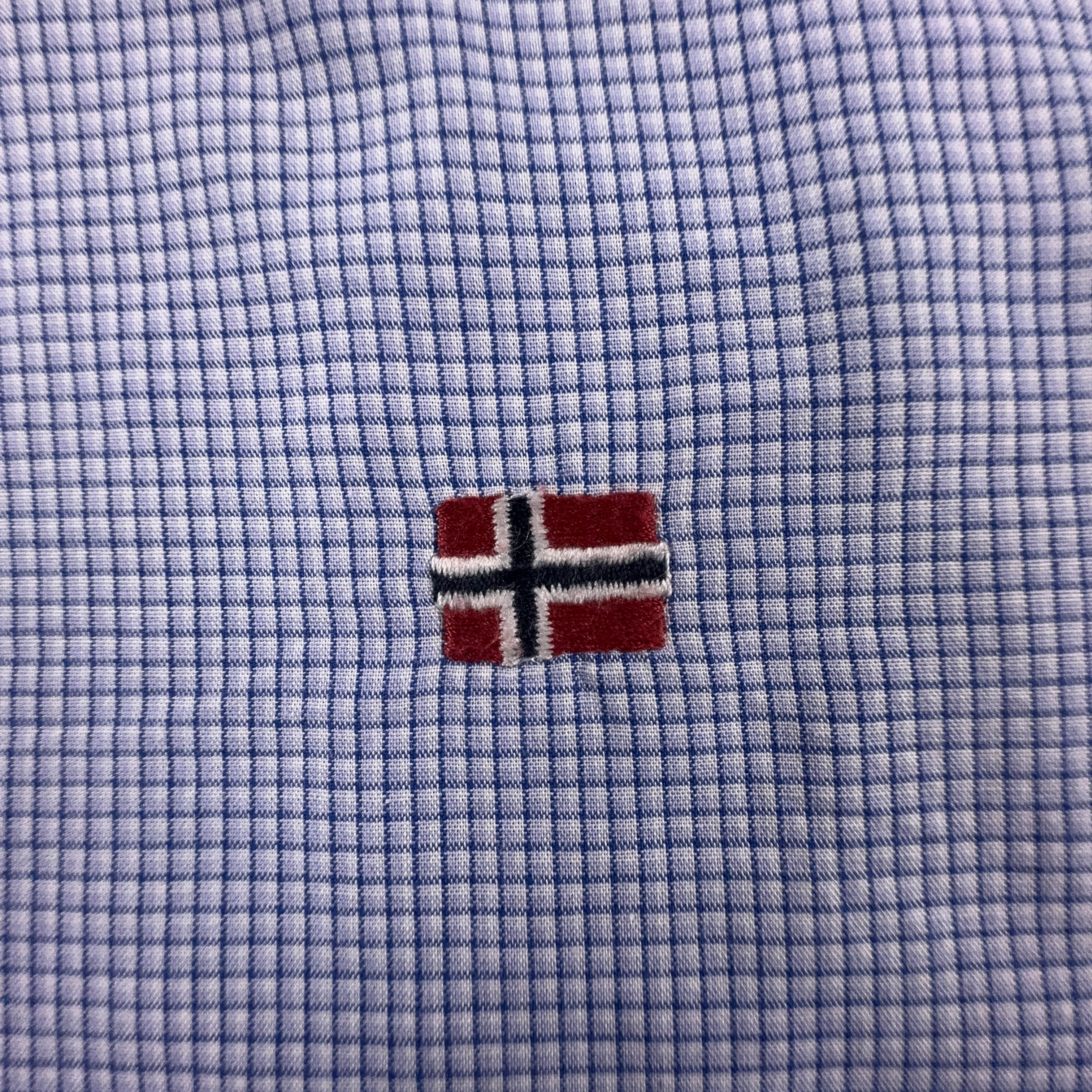 Camicia Napapijri a quadri azzurra e bianca in cotone urban fit - Taglia L uomo