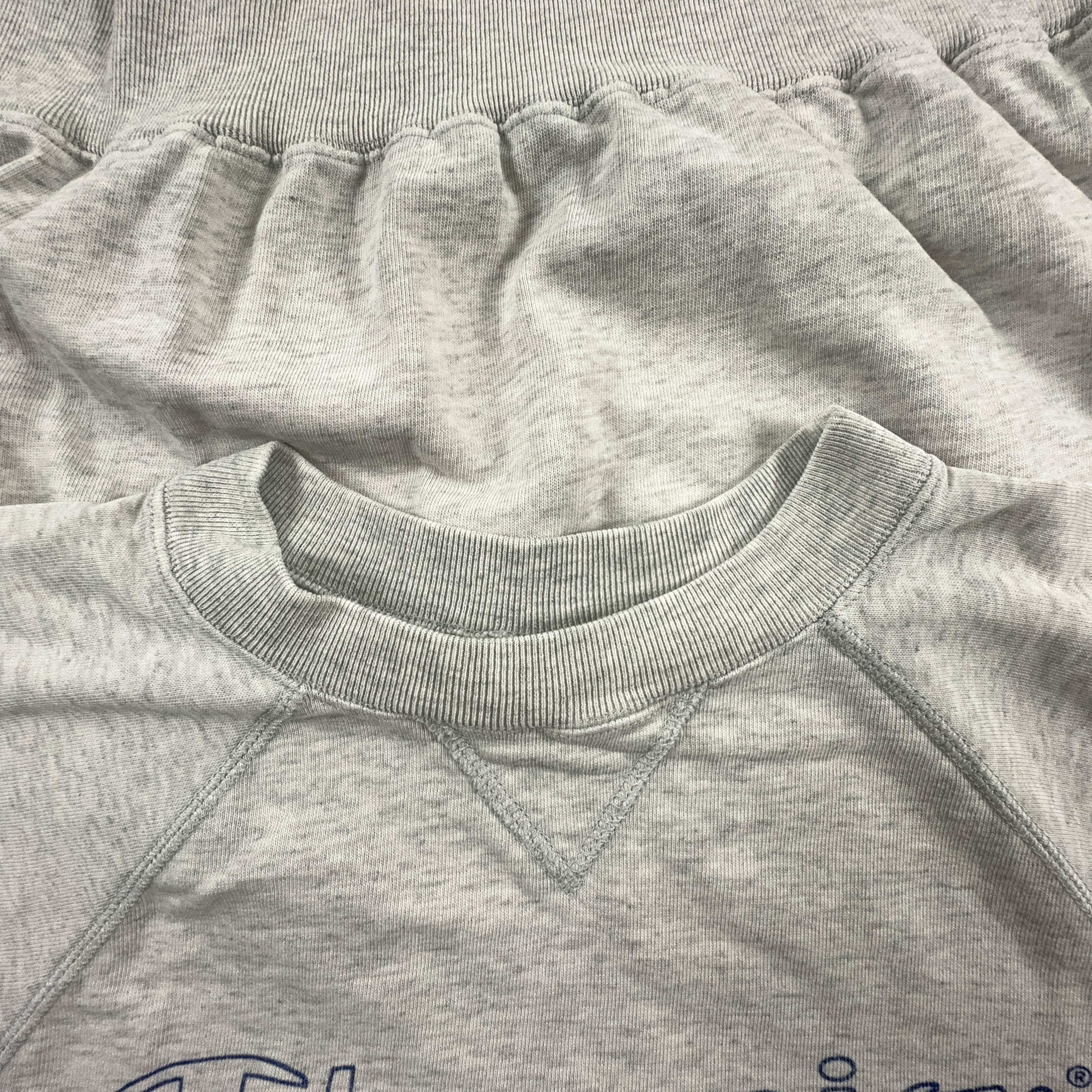 Felpa Champion Vintage grigia a girocollo con logo stampato anni 90 - Taglia S/M uomo