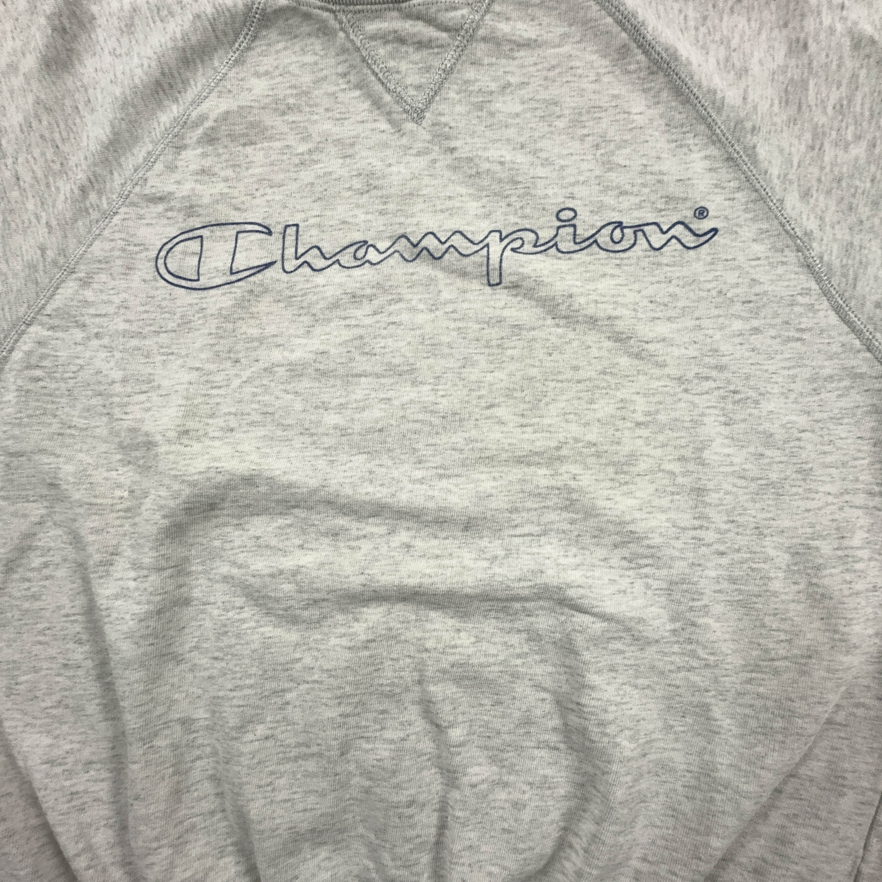 Felpa Champion Vintage grigia a girocollo con logo stampato anni 90 - Taglia S/M uomo