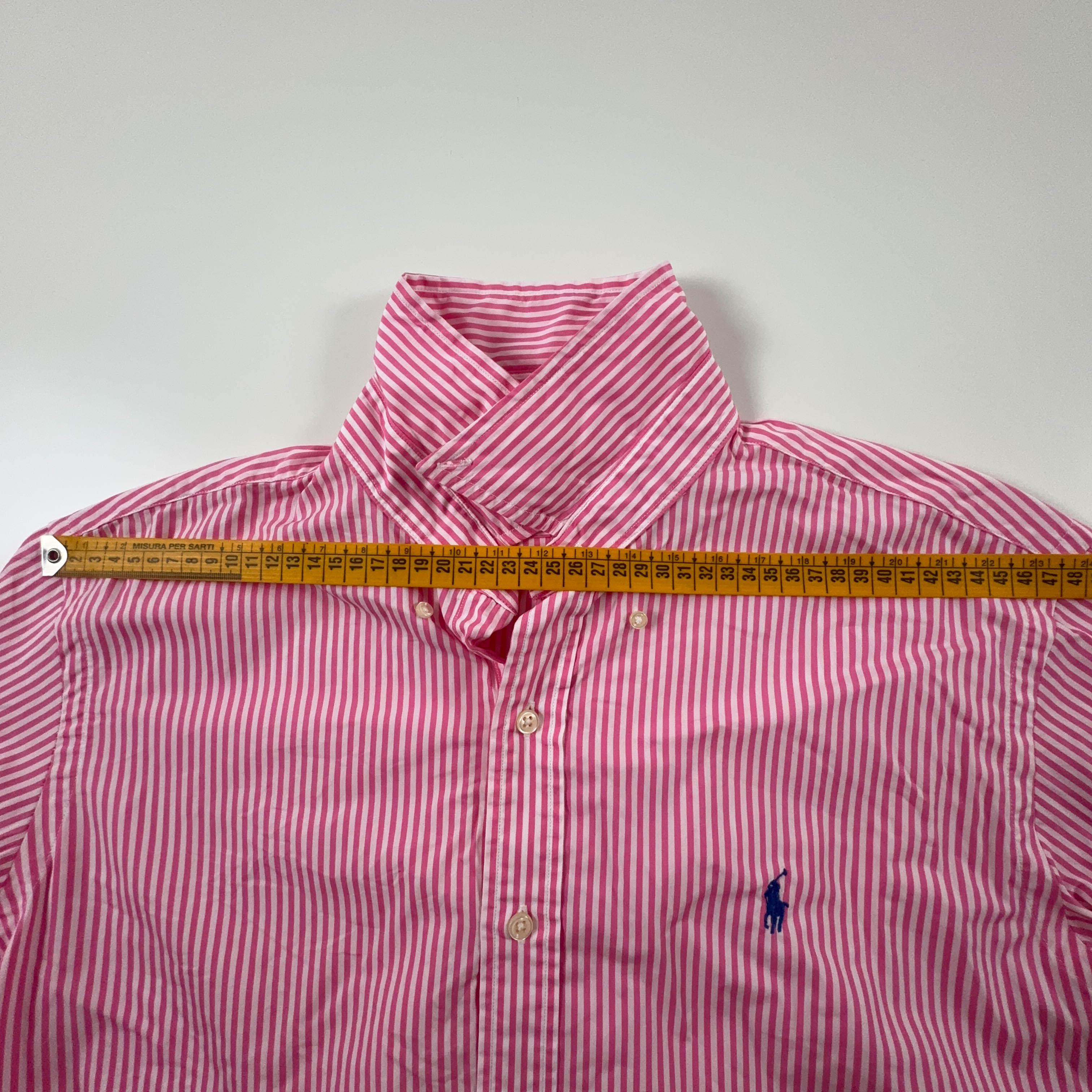 Camicia Ralph Lauren a righe rosa e bianca in cotone - Taglia L/XL uomo