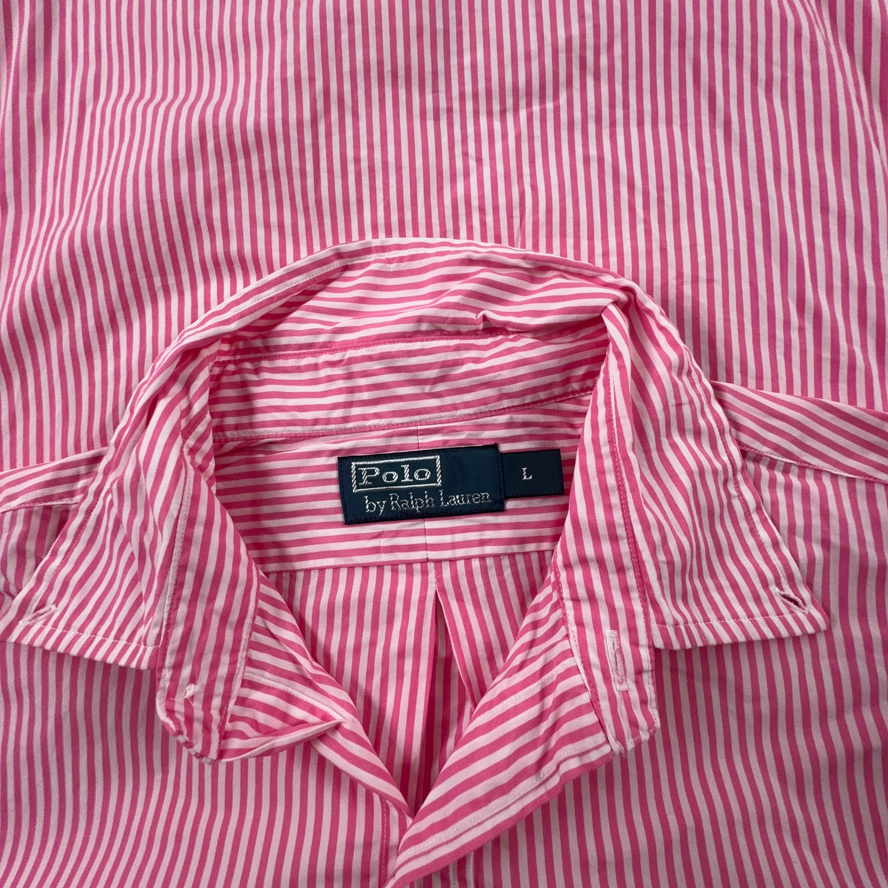 Camicia Ralph Lauren a righe rosa e bianca in cotone - Taglia L/XL uomo