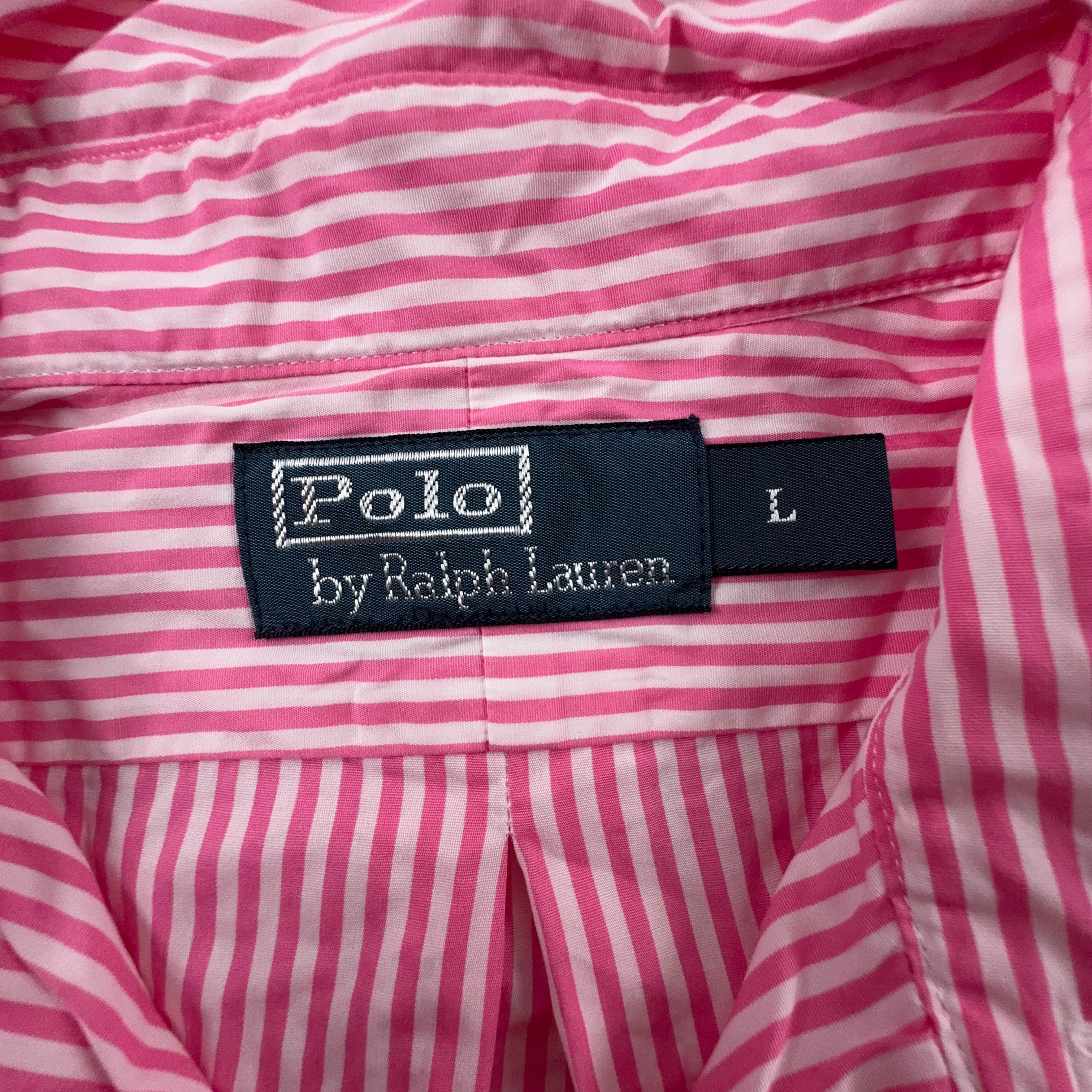 Camicia Ralph Lauren a righe rosa e bianca in cotone - Taglia L/XL uomo