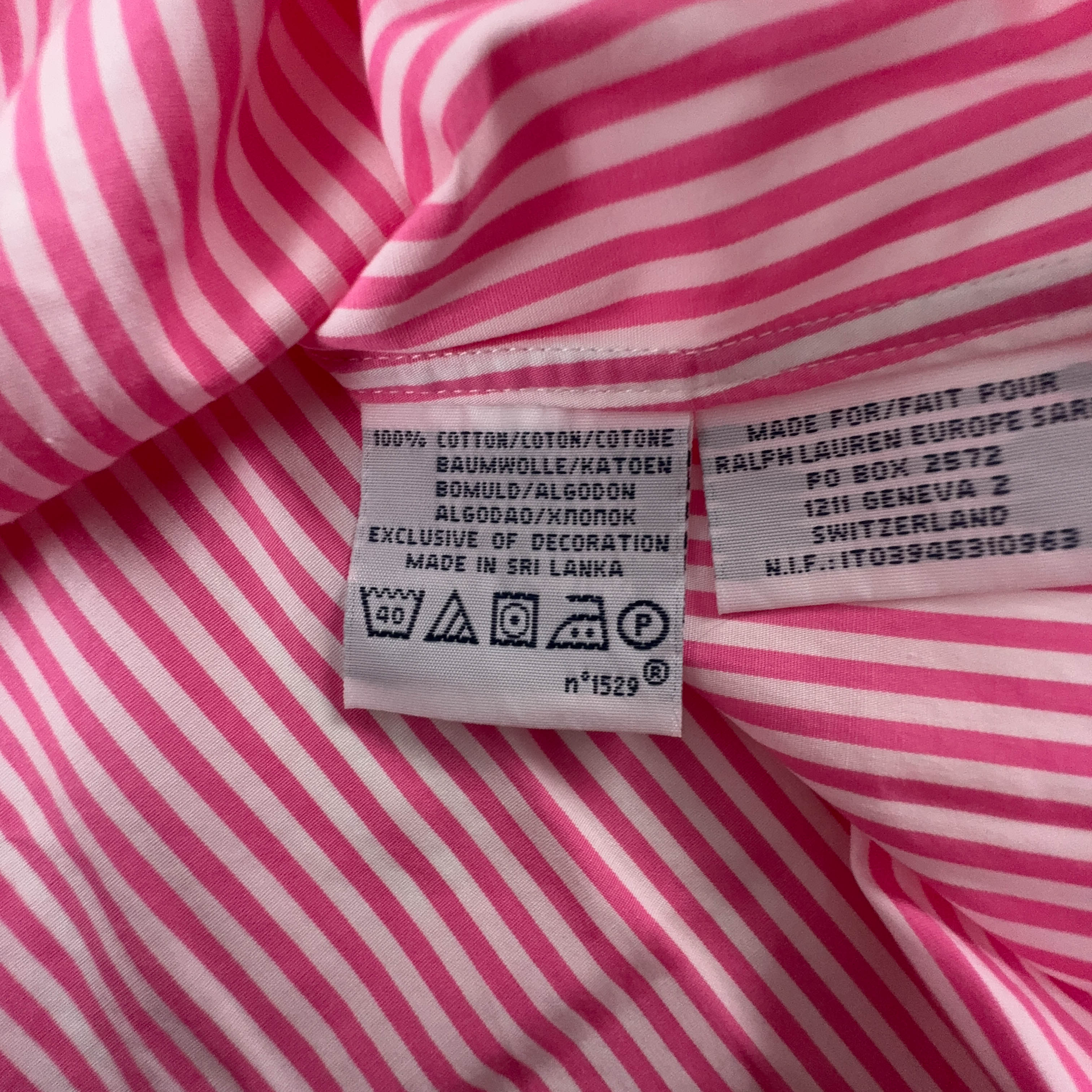 Camicia Ralph Lauren a righe rosa e bianca in cotone - Taglia L/XL uomo