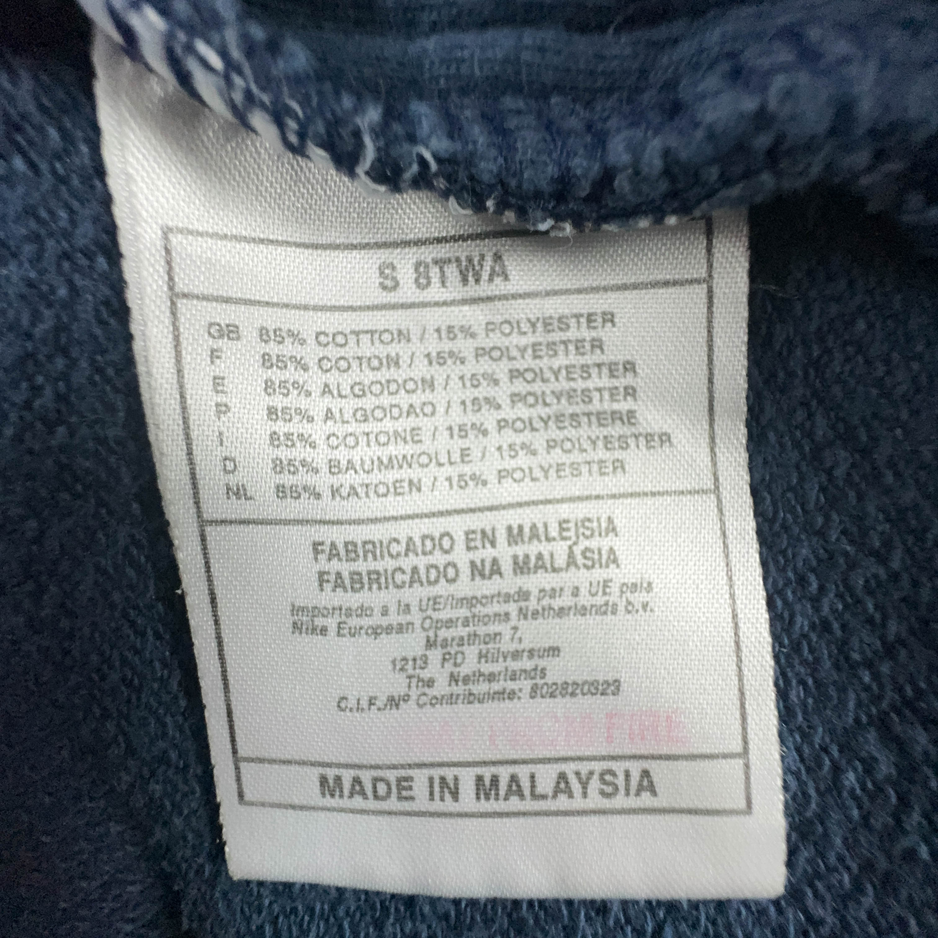 Felpa Nike Vintage blu scuro e arancione con zip e loghi ricamati anni 90 - Taglia XL 188 uomo