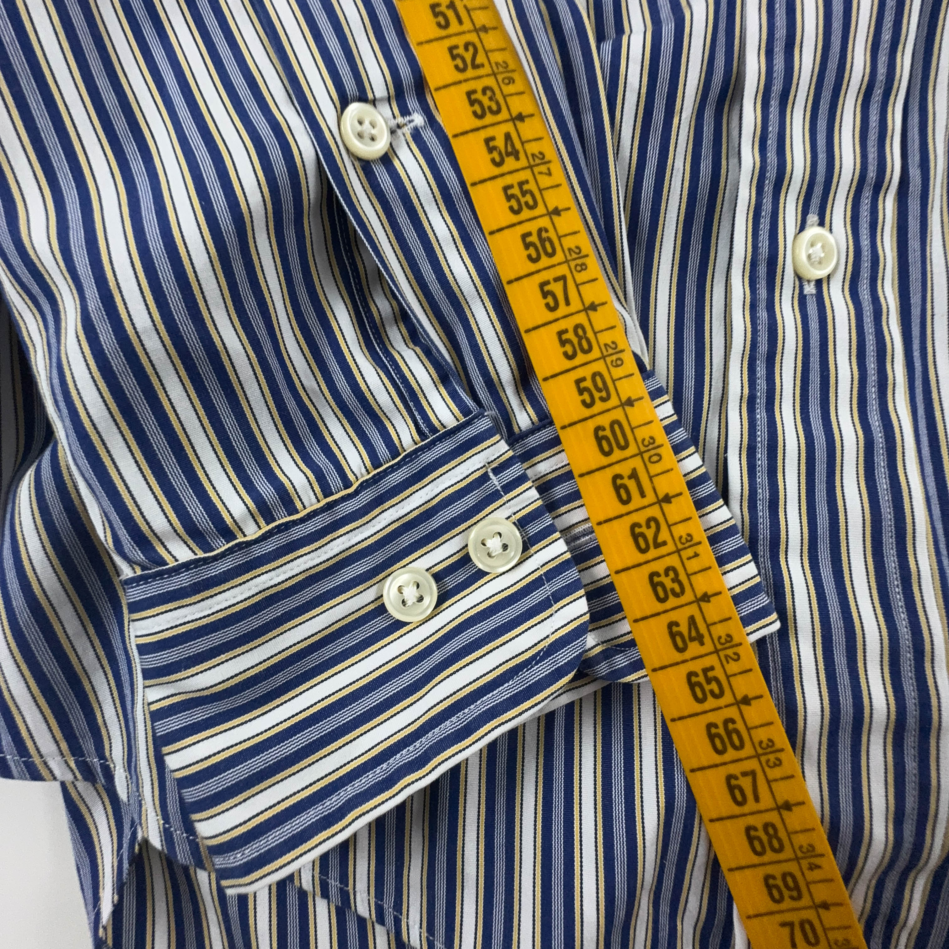 Camicia Ralph Lauren a righe bianca ed azzurra in cotone custom fit - Taglia 14 1/2 uomo