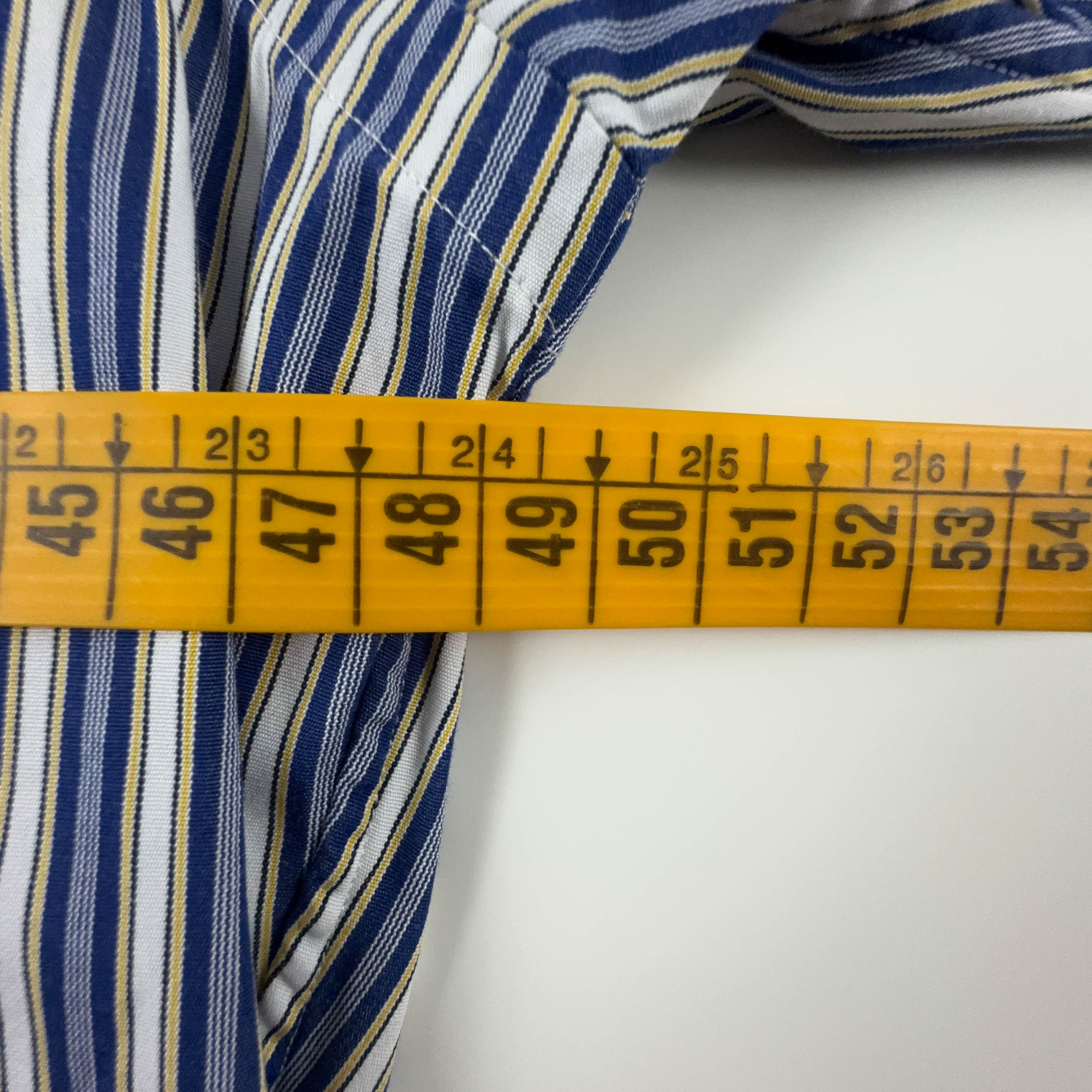 Camicia Ralph Lauren a righe bianca ed azzurra in cotone custom fit - Taglia 14 1/2 uomo