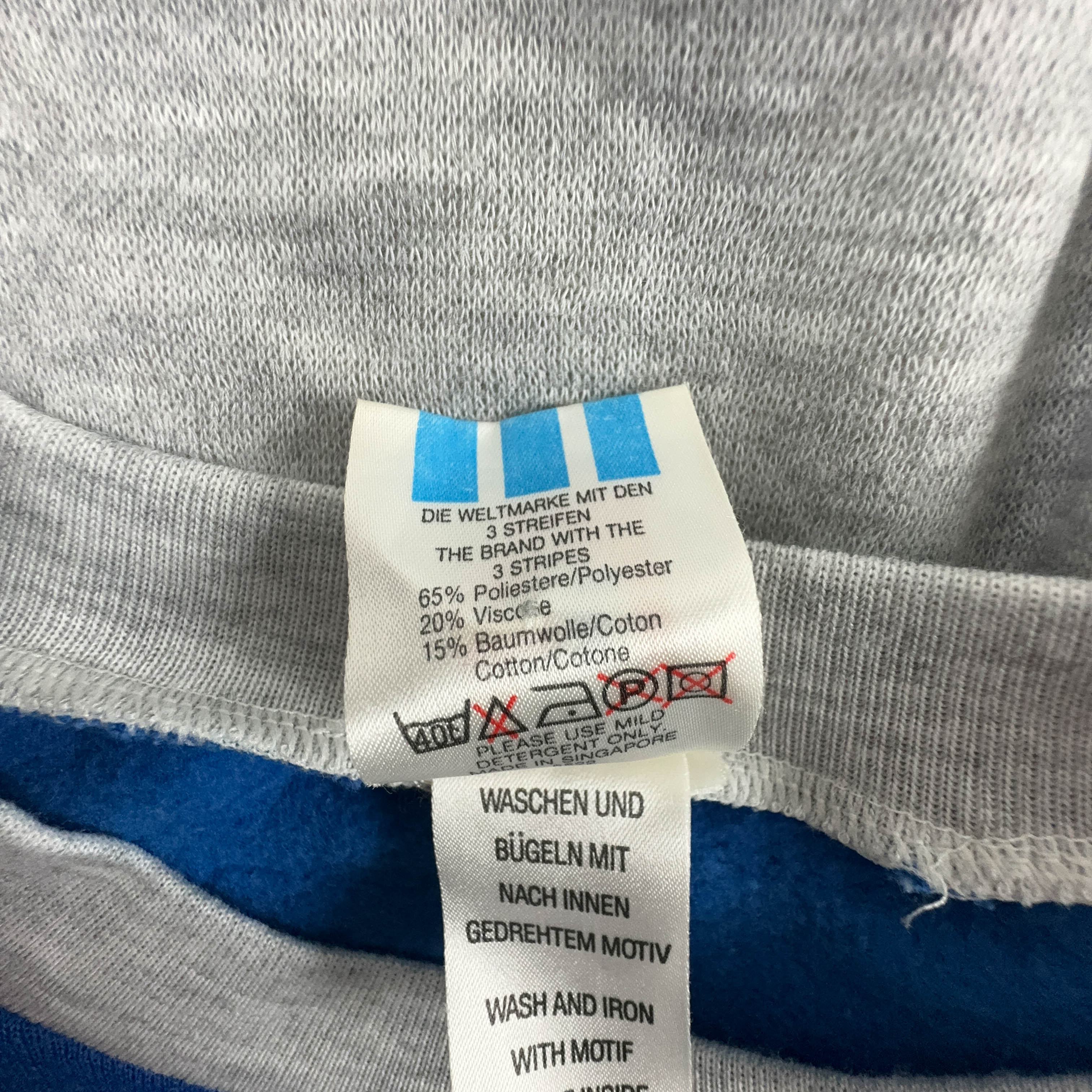 Felpa Adidas Vintage grigia e blu a girocollo anni 80 - Taglia D7 F180 uomo