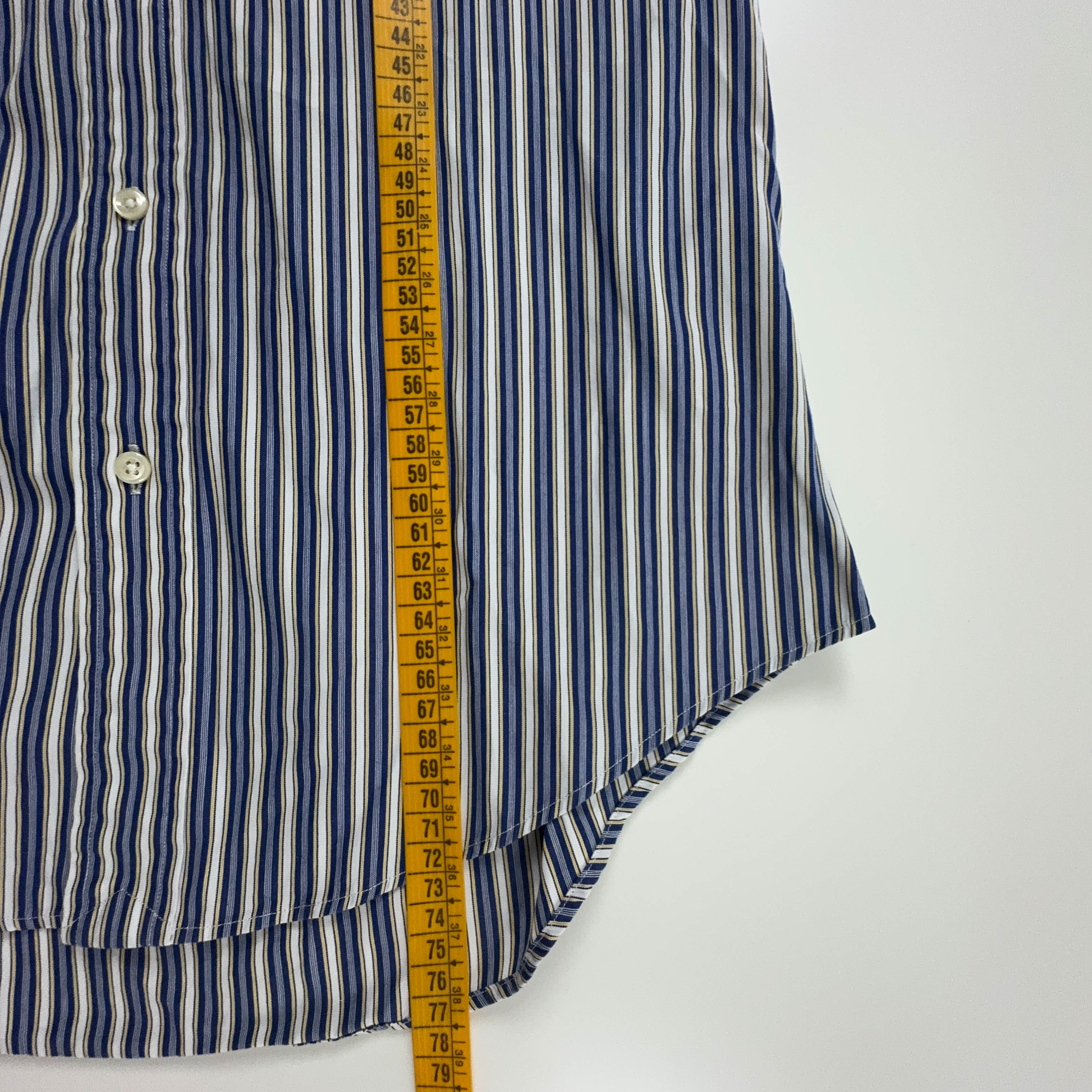 Camicia Ralph Lauren a righe bianca ed azzurra in cotone custom fit - Taglia 14 1/2 uomo