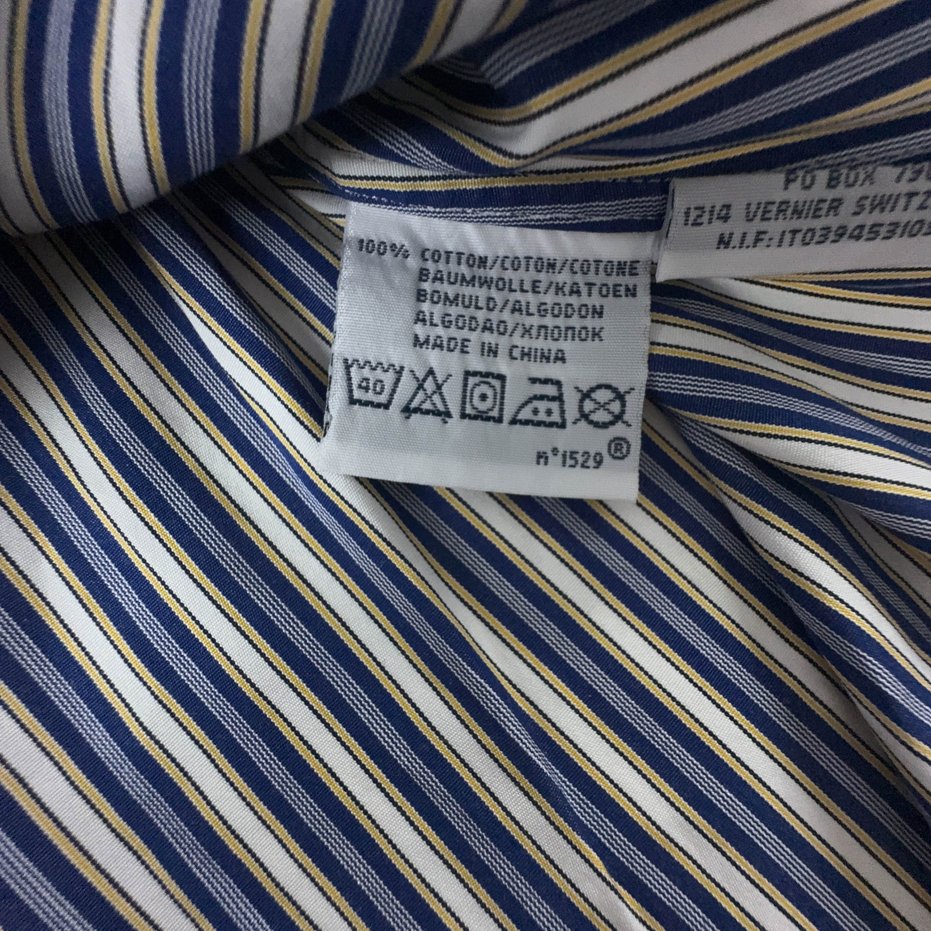 Camicia Ralph Lauren a righe bianca ed azzurra in cotone custom fit - Taglia 14 1/2 uomo