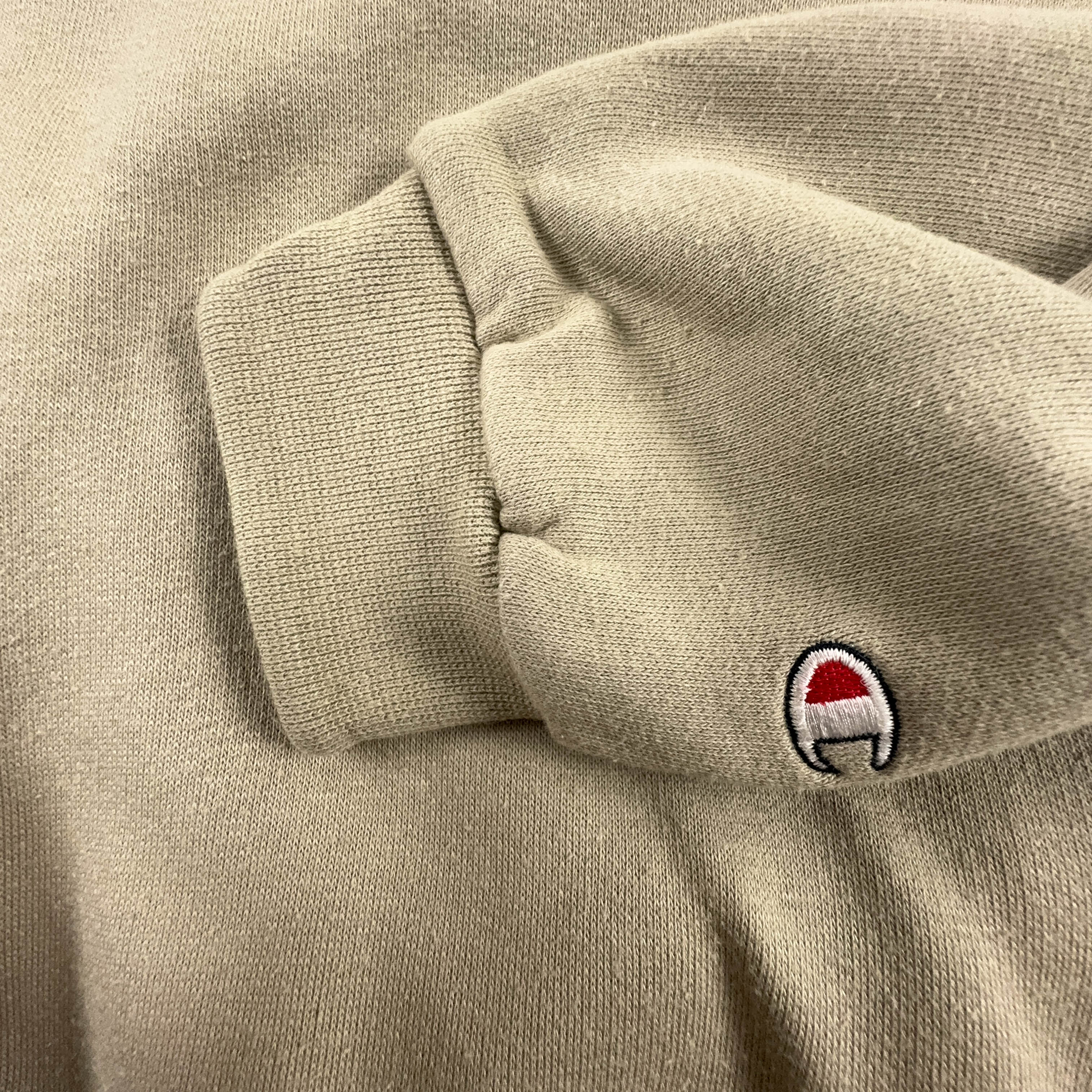 Felpa Champion Vintage beige a girocollo anni 2000 con ricamo - Taglia S/M uomo