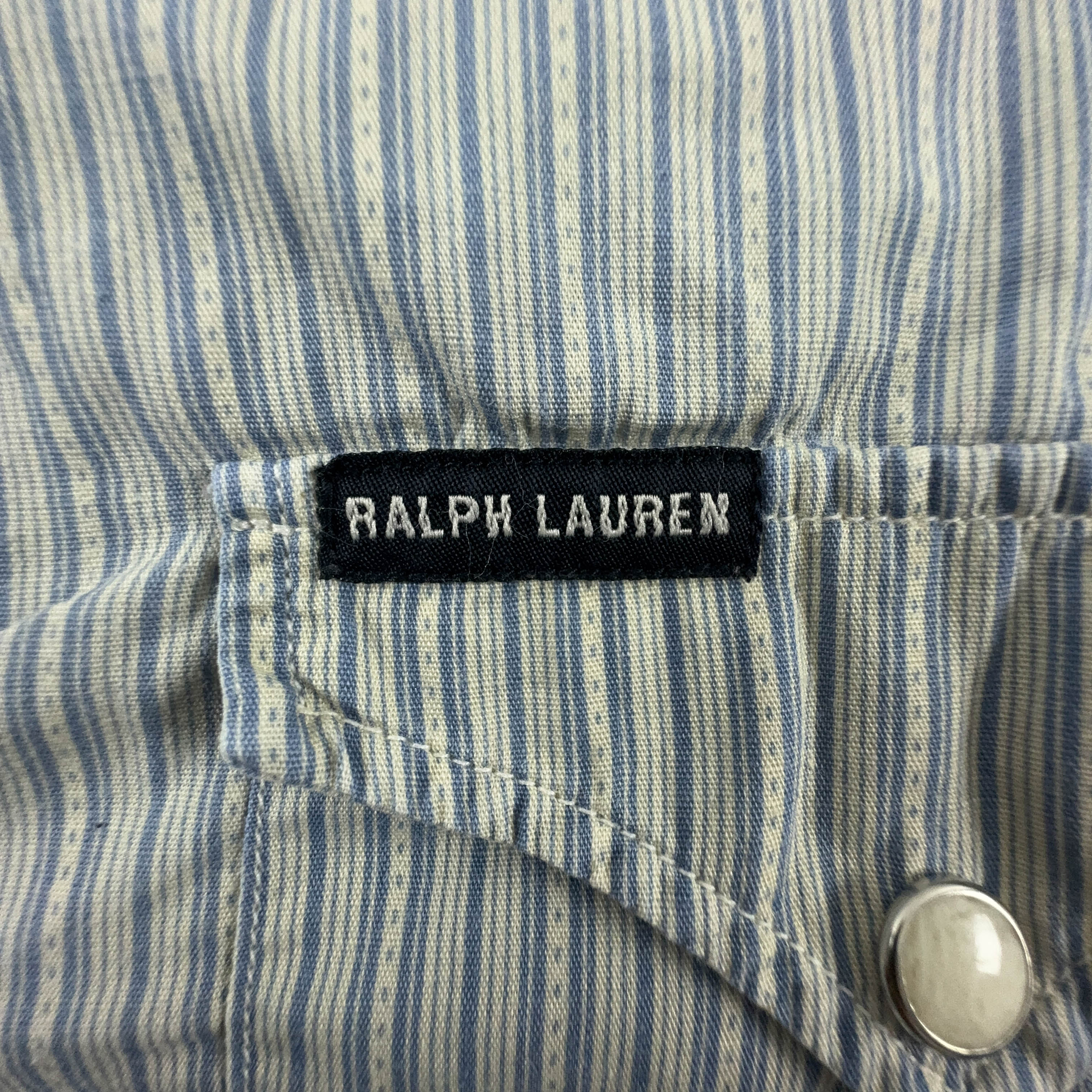 Camicia Ralph Lauren a righe bianca ed azzurra in cotone - Taglia M uomo