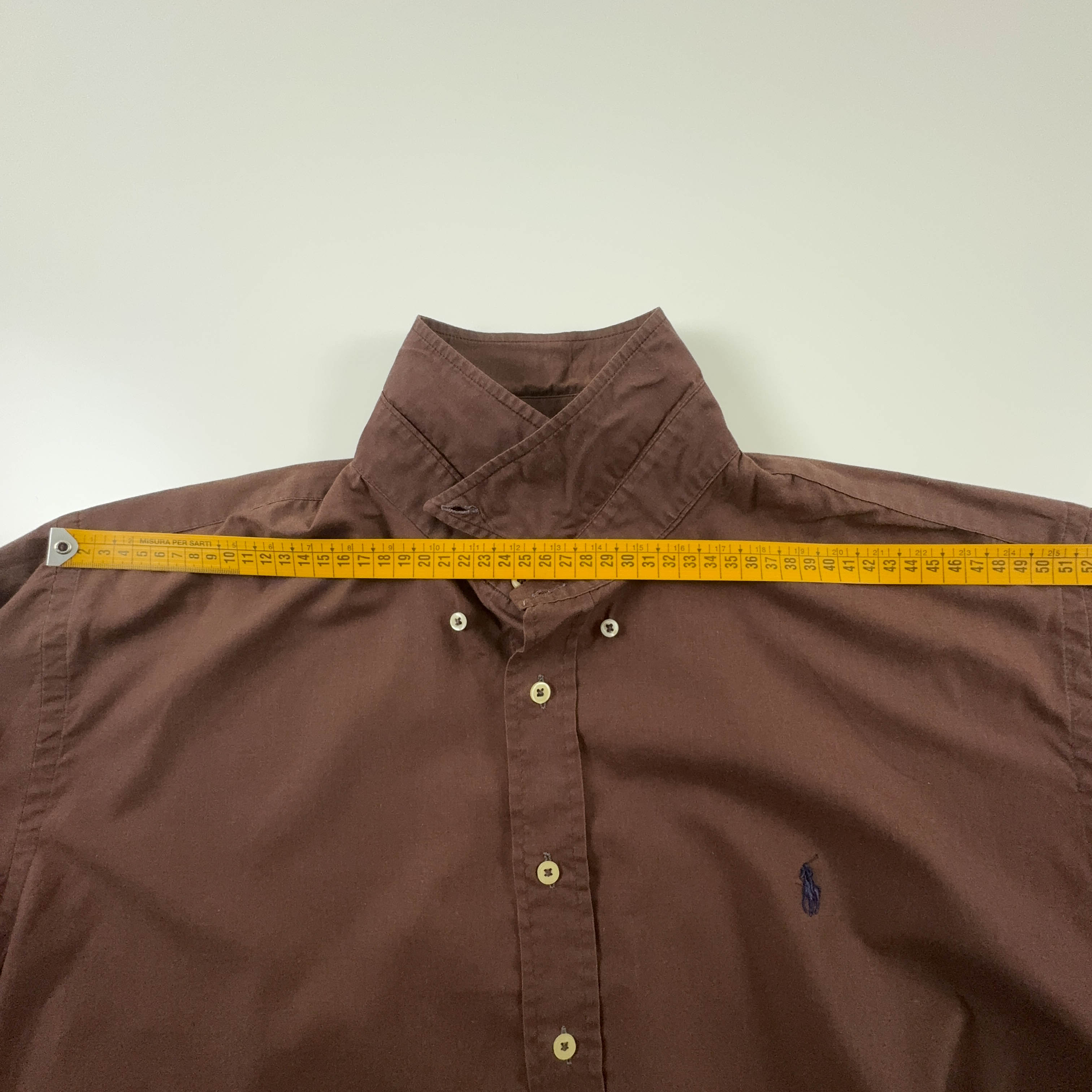 Camicia Ralph Lauren marrone a tinta unita in cotone - Taglia 17 uomo