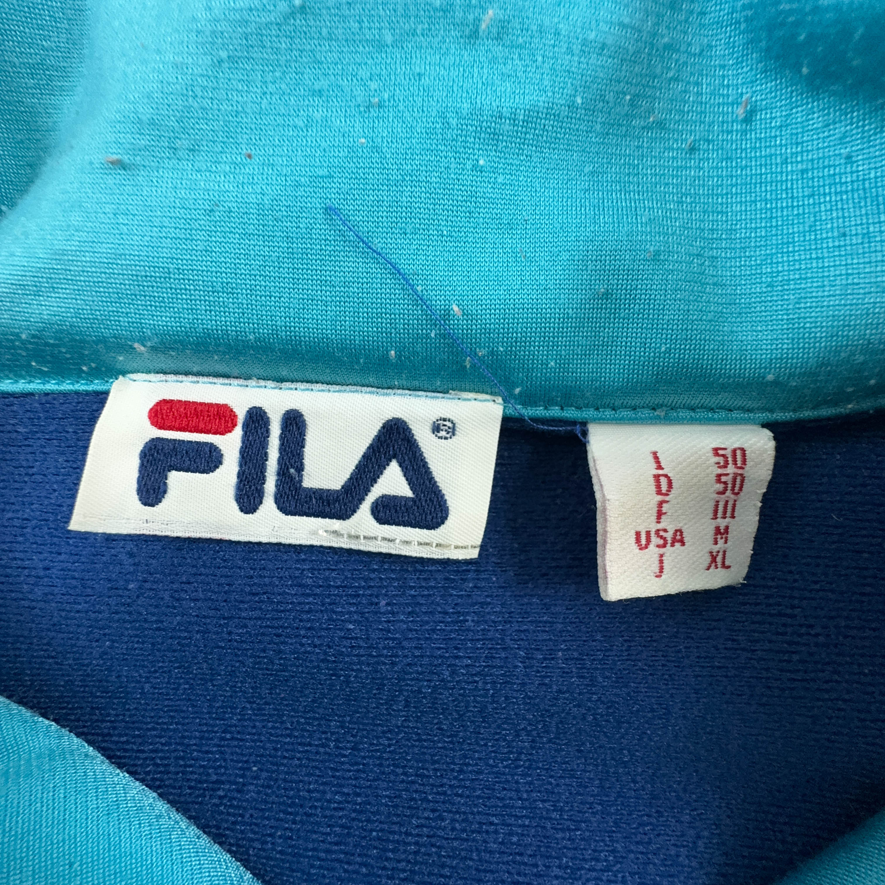 Felpa Fila Vintage blu e azzurra con zip anni 90 - Taglia I50 uomo