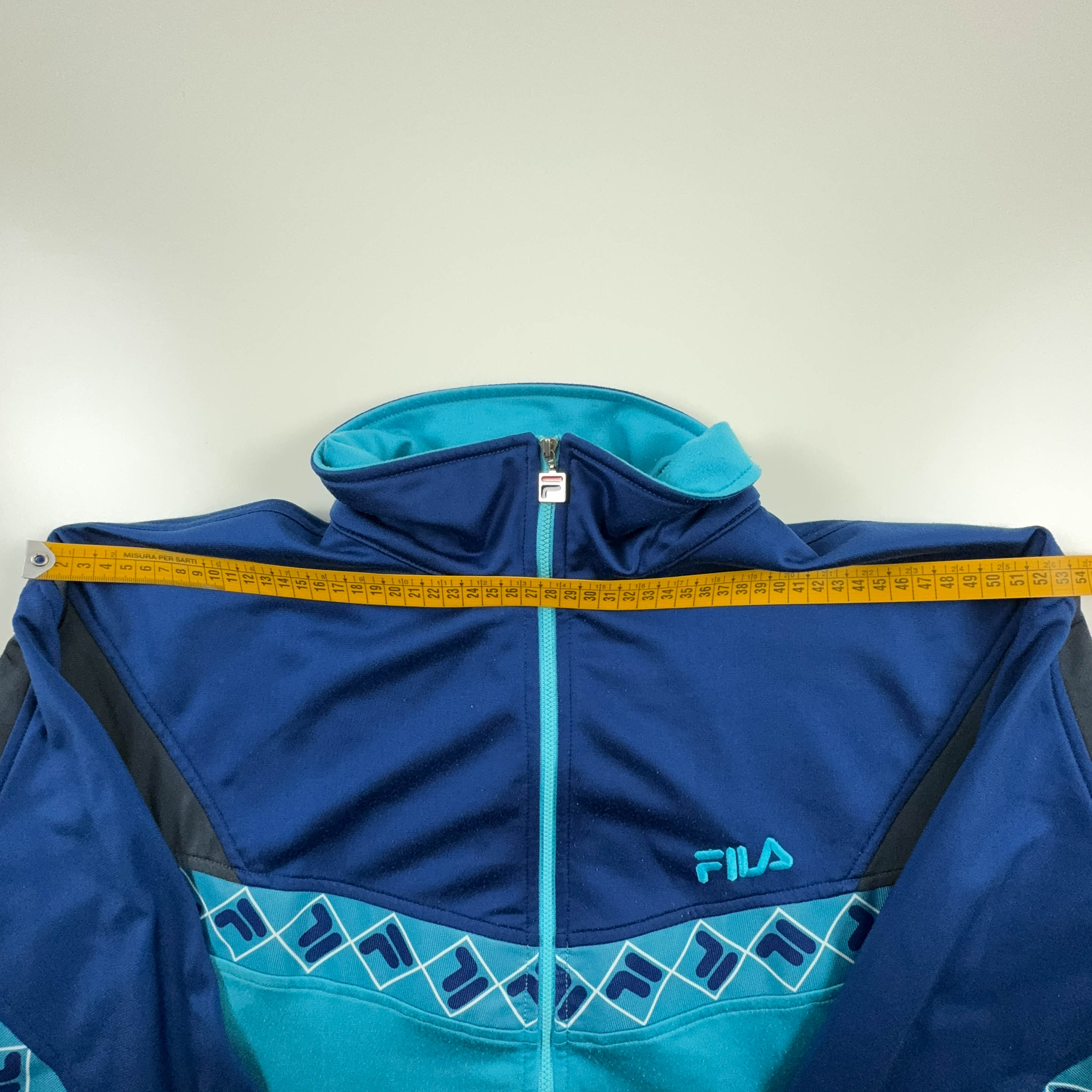 Felpa Fila Vintage blu e azzurra con zip anni 90 - Taglia I50 uomo
