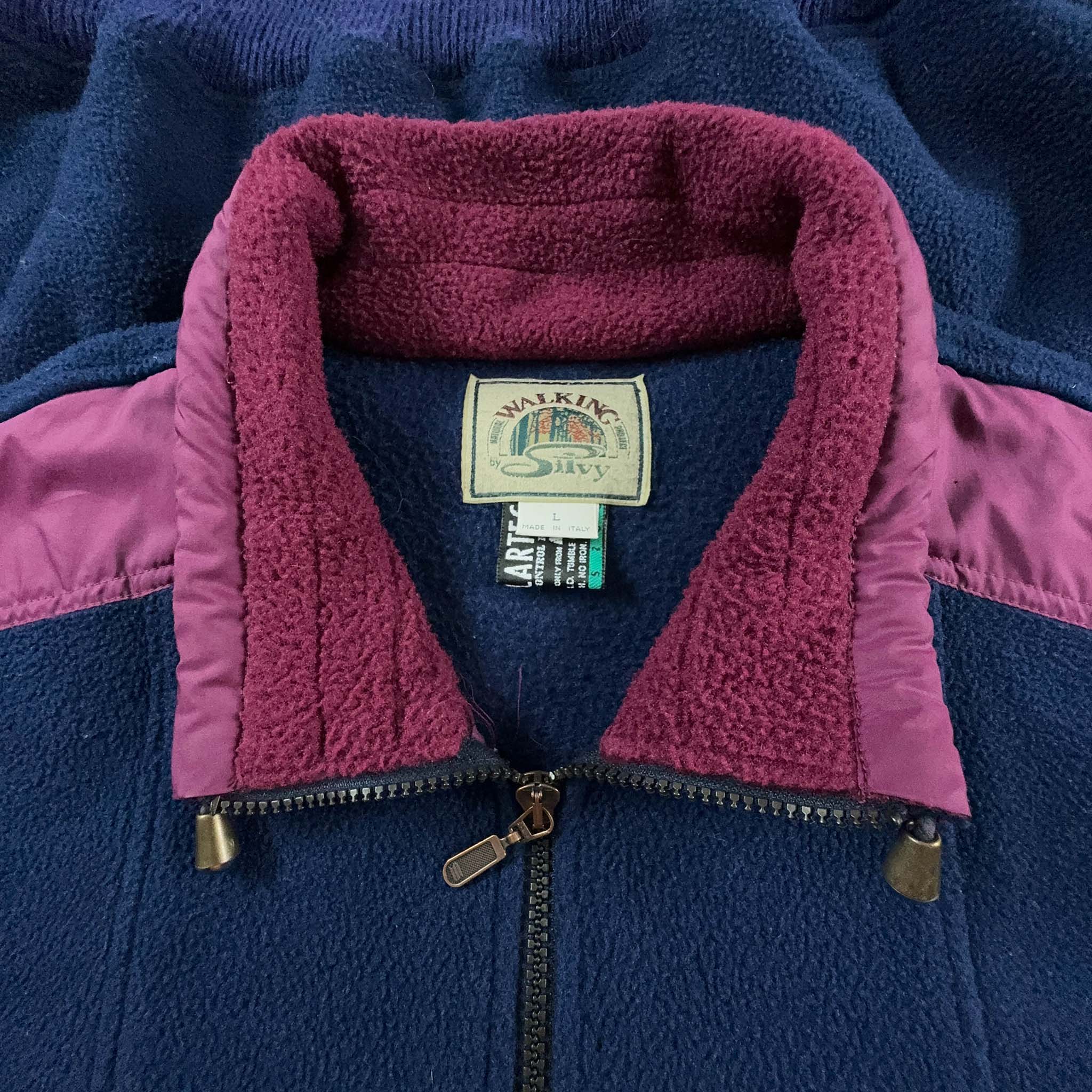 Pile Vintage Walking Silvy blu e rosa 50% alpaca - Taglia L uomo