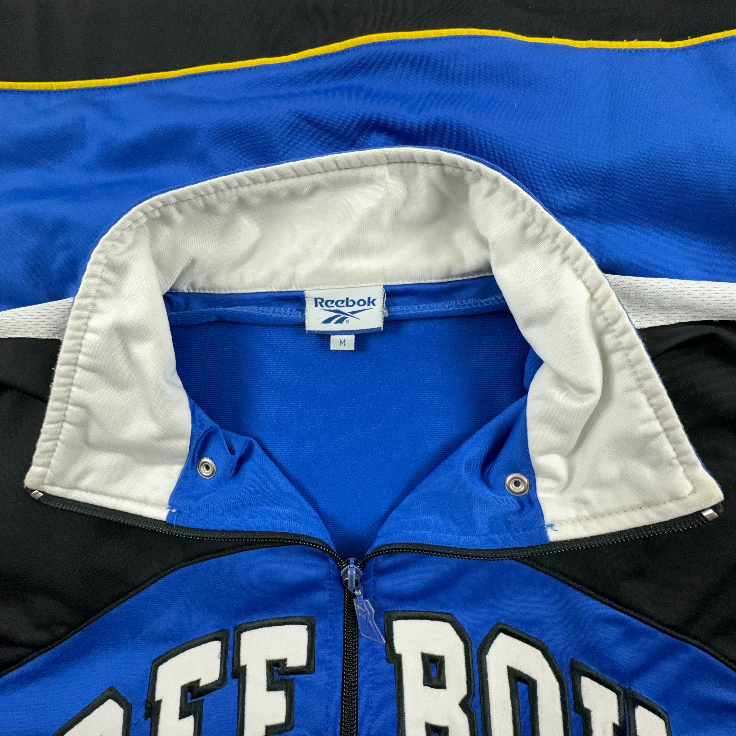 Felpa Reebok Vintage blu e nera con zip anni 90 Taglia M/L uomo