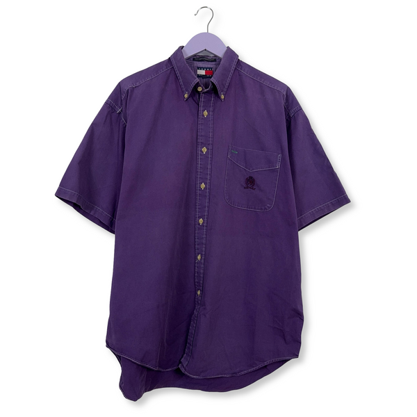 Camicia Tommy Hilfiger Vintage viola a tinta unita in cotone - Taglia L/XL uomo