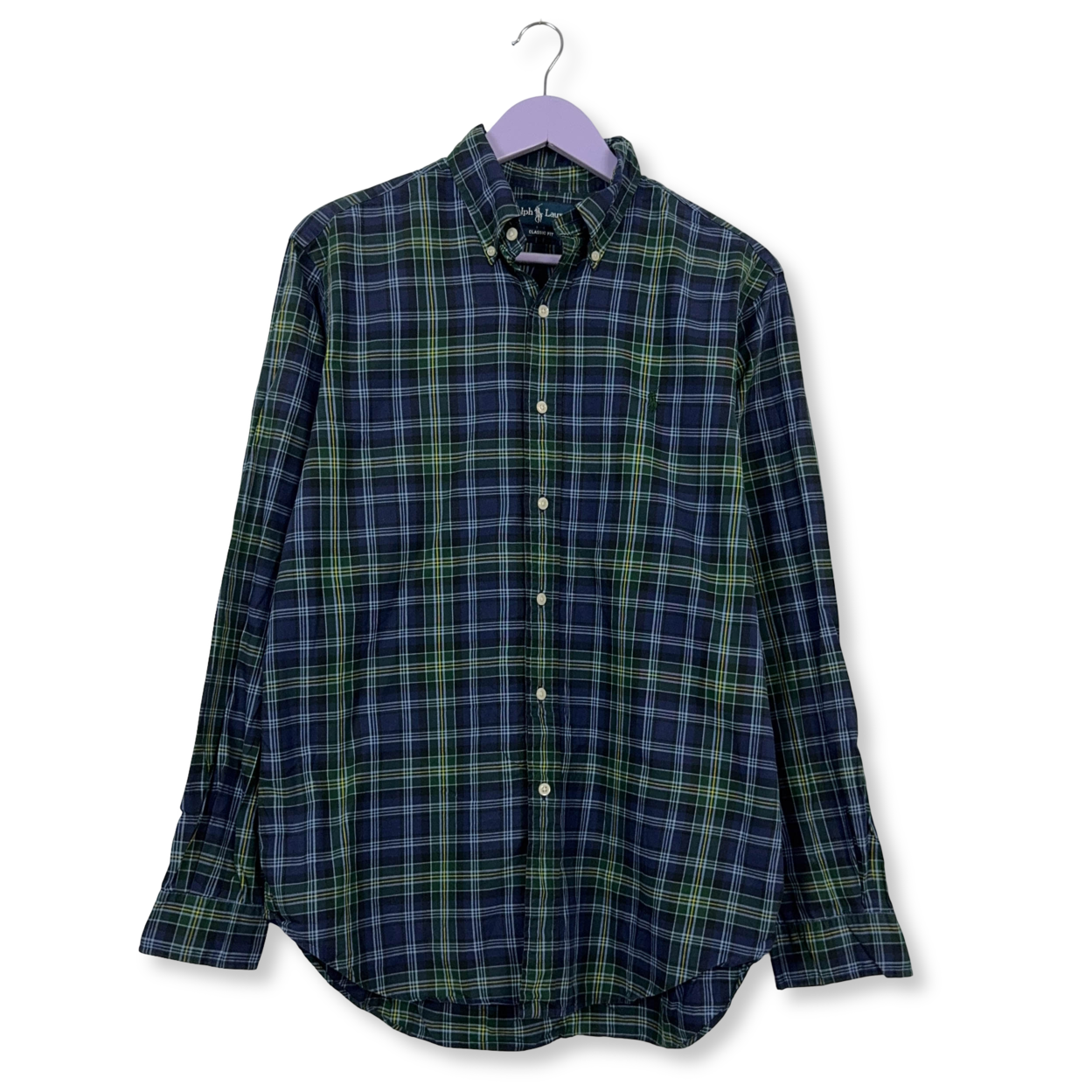 Camicia Ralph Lauren a quadri blu e verde custom fit - Taglia M/L uomo