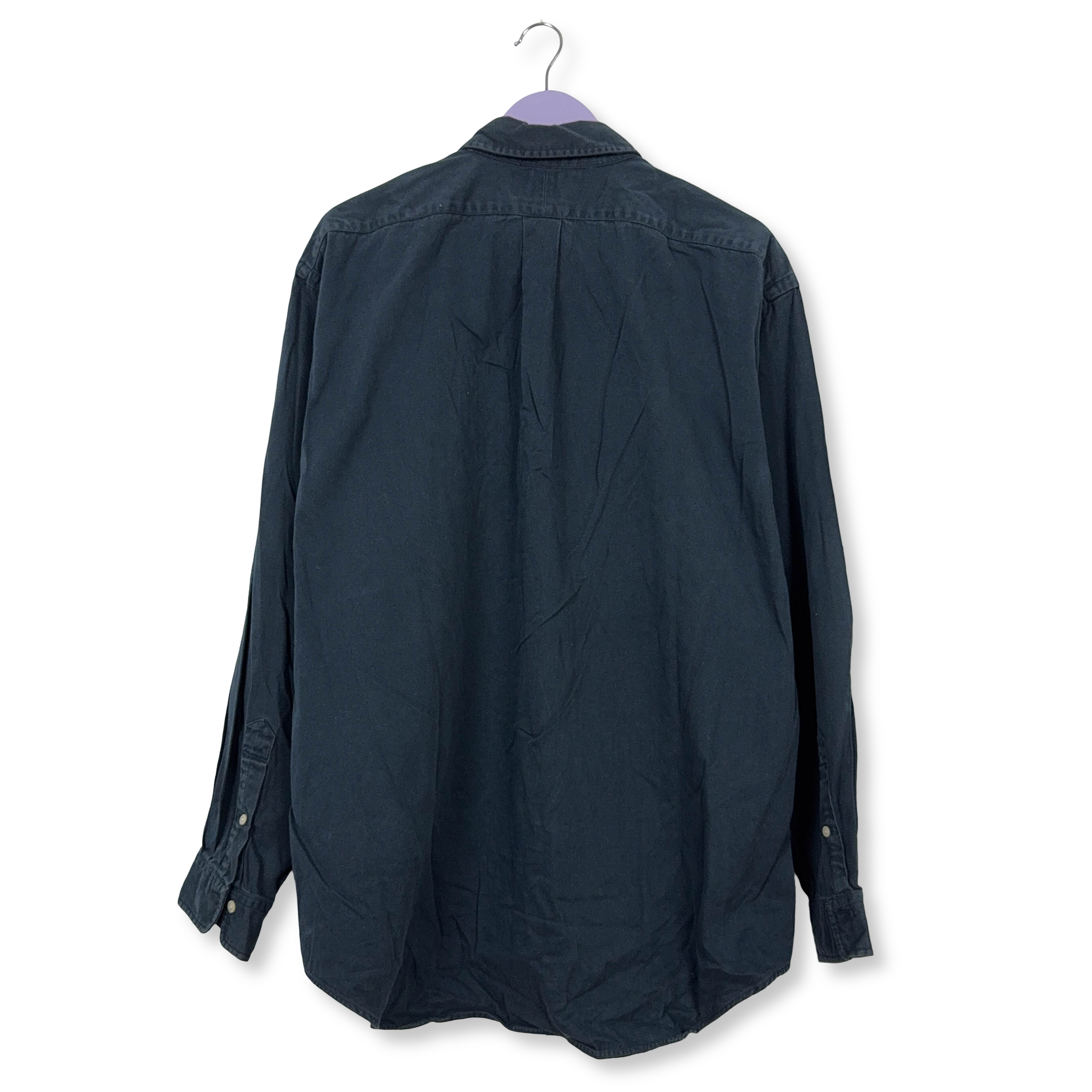 Camicia Ralph Lauren Sport blu scura a tinta unita in cotone - Taglia XL/XXL uomo