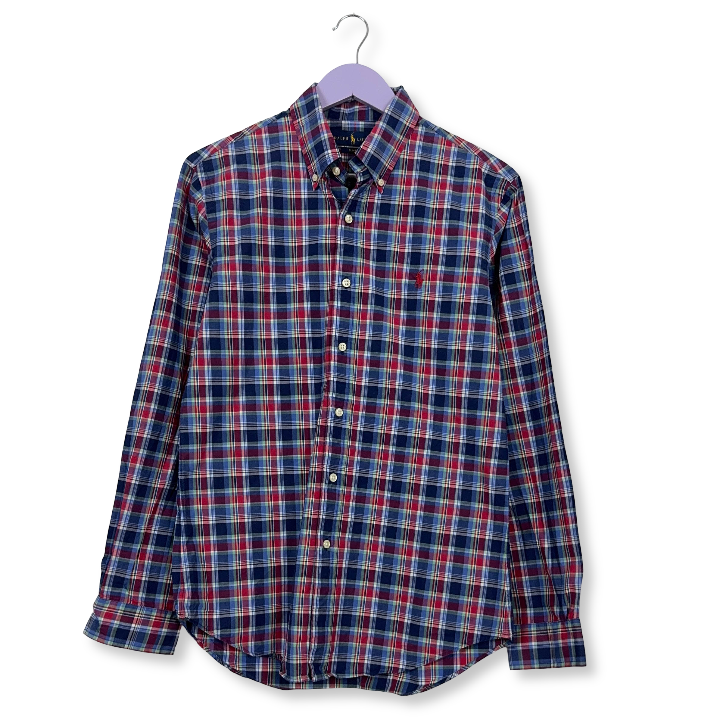 Camicia Ralph Lauren a quadri blu e rossa in cotone slim fit - Taglia M uomo