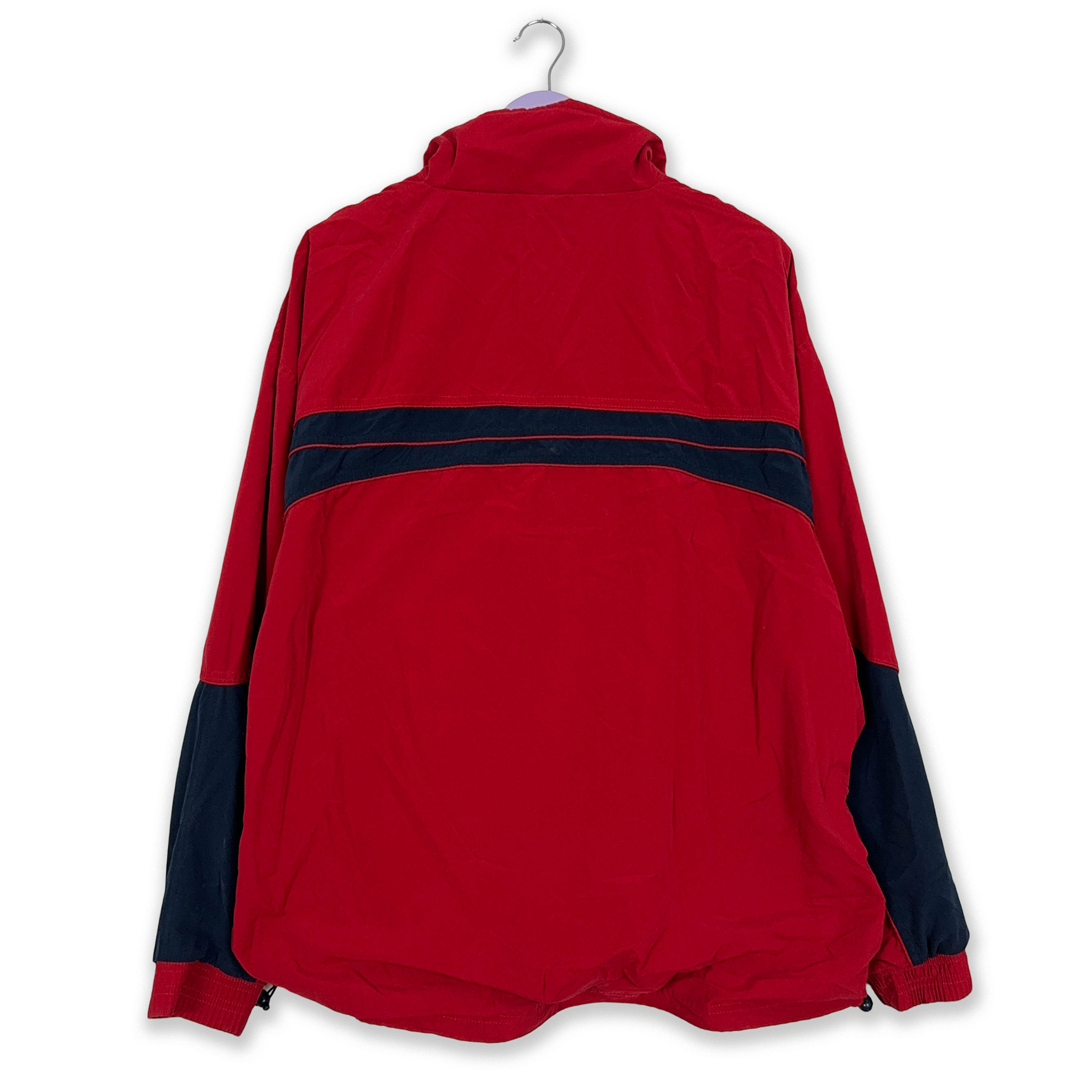Giacca a vento Adidas Vintage rossa e blu con zip anni 2000 - Taglia XL/XXL uomo