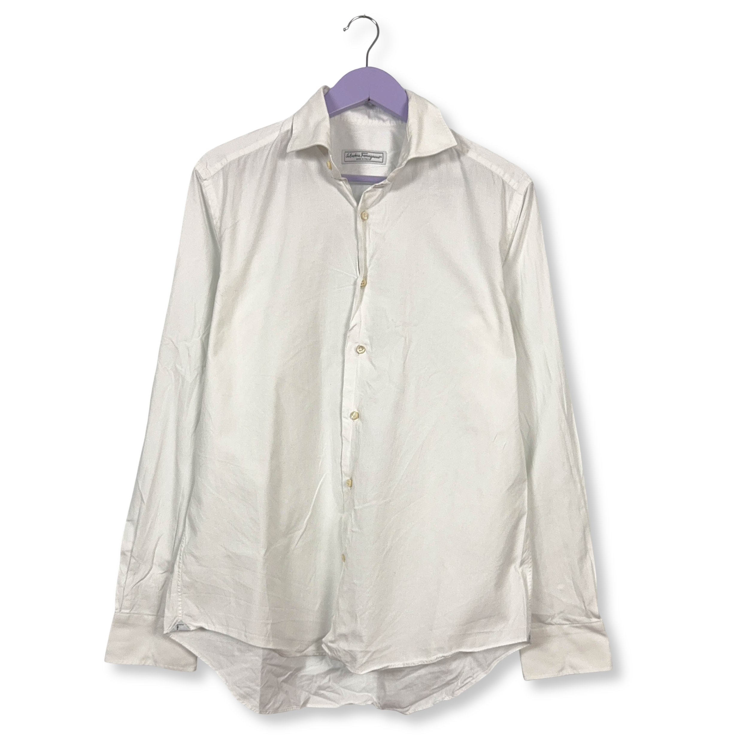 Camicia Salvatore Ferragamo bianca a tinta unita - Taglia 16/41 uomo