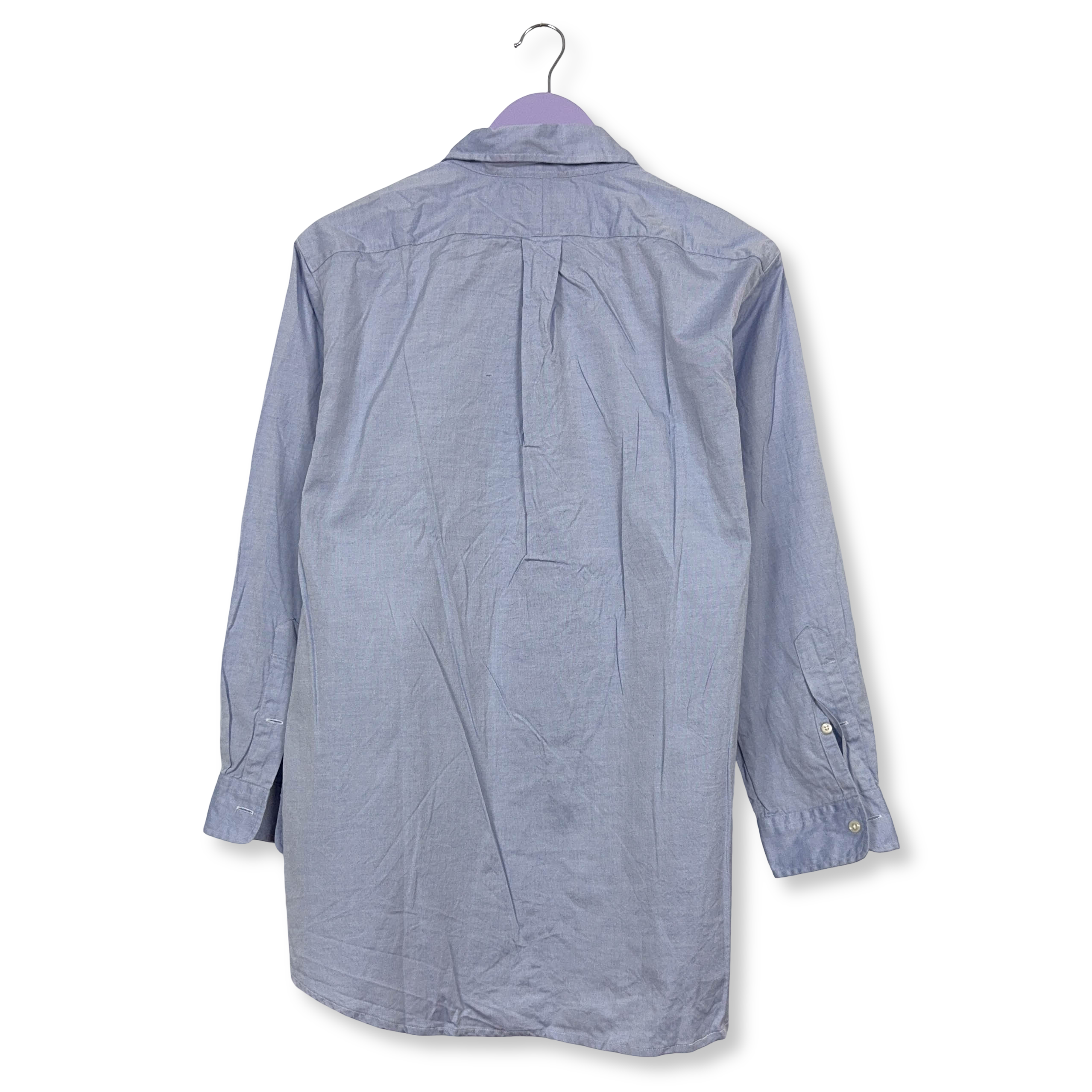 Camicia Ralph Lauren azzurra tinta unita in cotone - Taglia 17 1/2 - 35 uomo