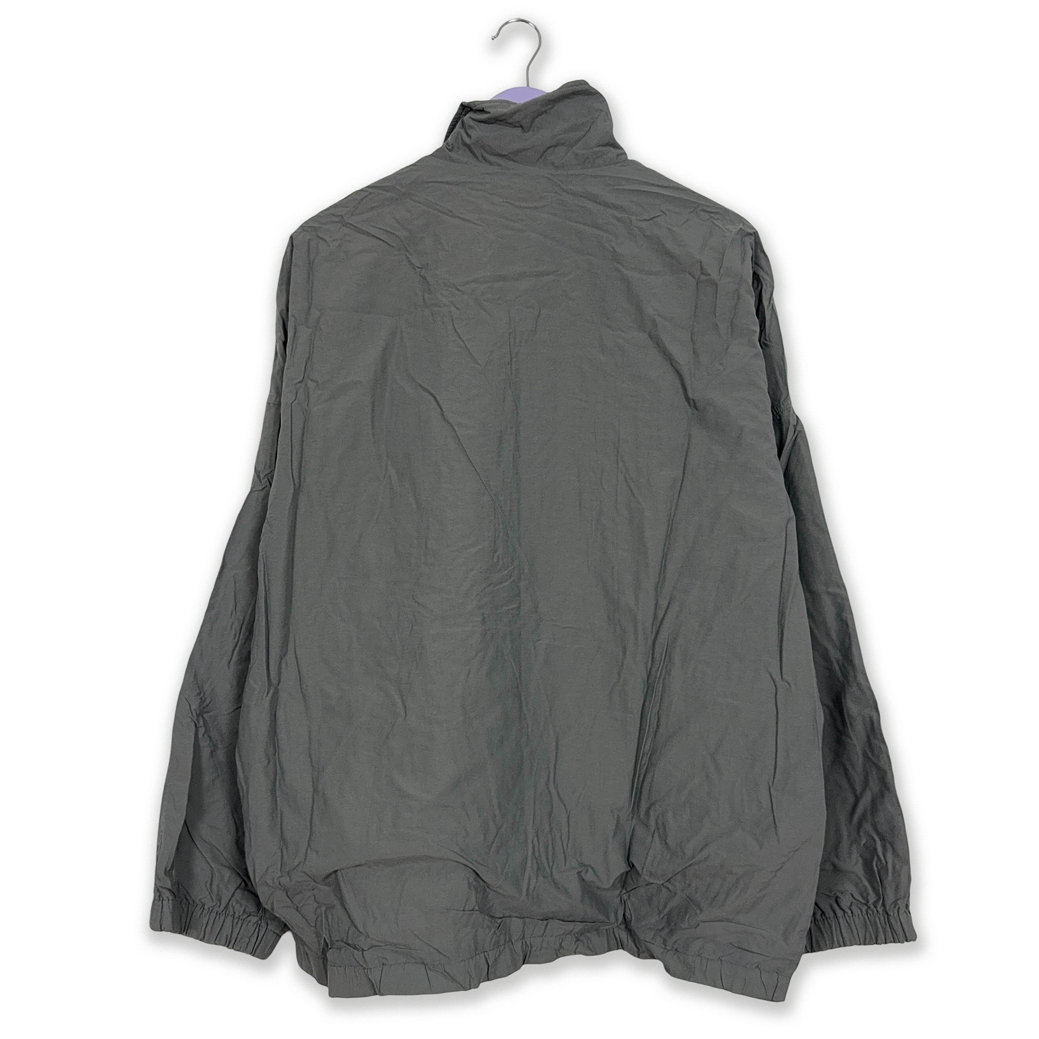 Giacca a vento Vintage grigia geometrica con zip anni 90 - Taglia XL/XXL uomo