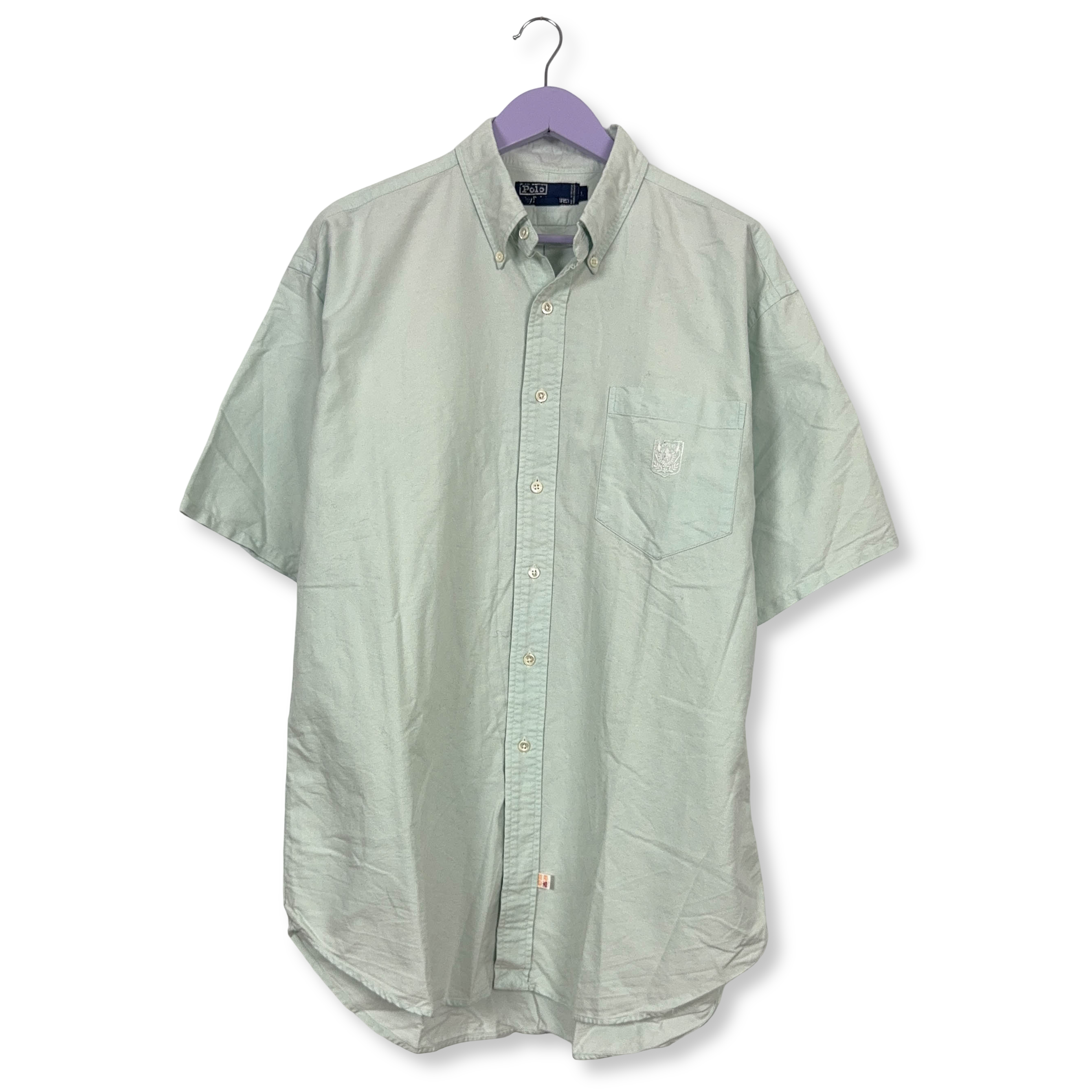 Camicia Ralph Lauren verde acqua a tinta unita in cotone - Taglia L/XL uomo