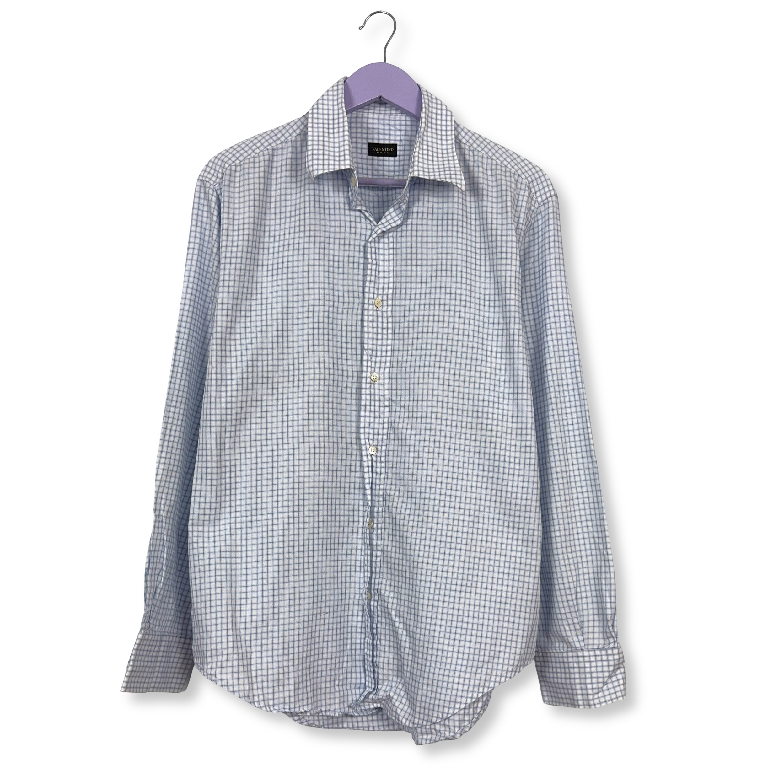 Camicia Valentino a quadri bianca e azzurra - Taglia M/L uomo