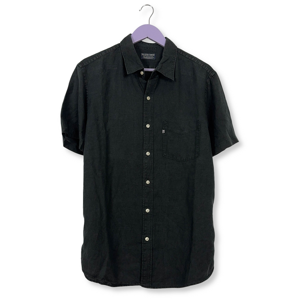 Camicia Ralph Lauren Vintage nera a tinta unita 100% lino - Taglia L uomo