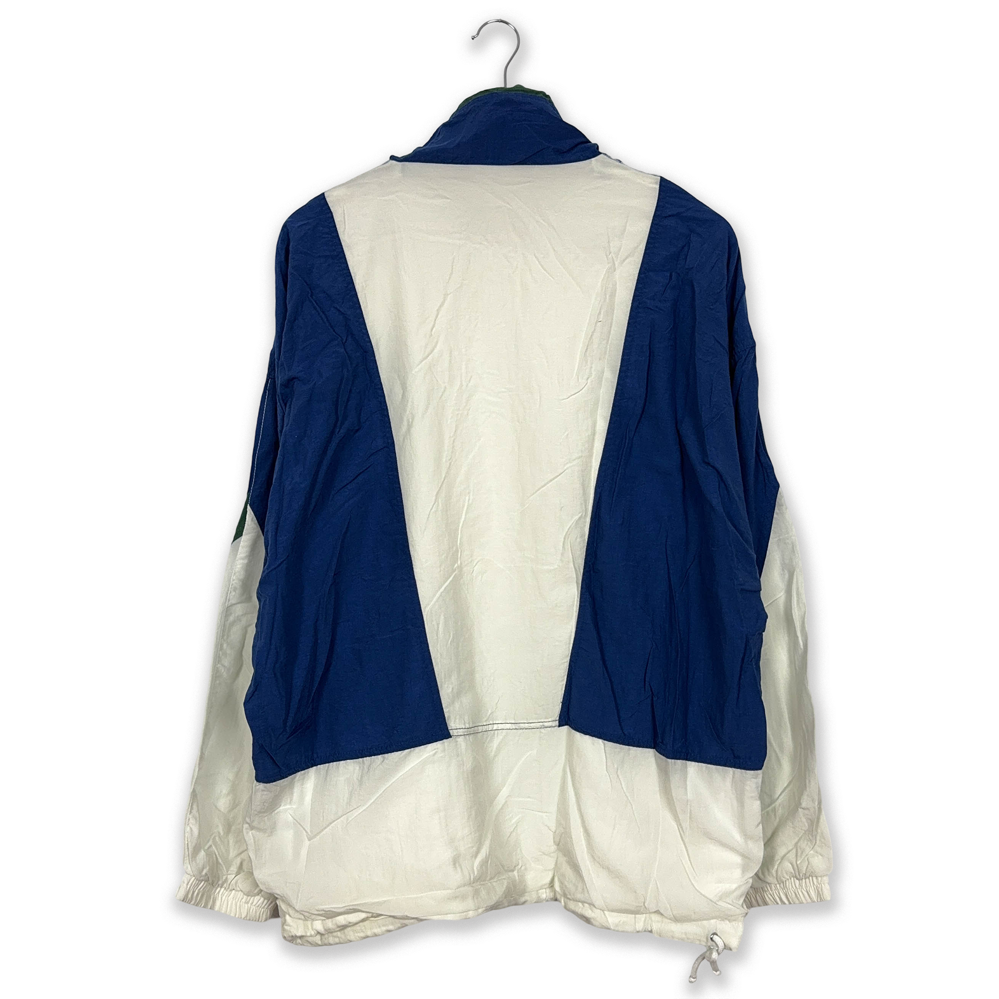 Giacca a vento Vintage bianca e blu quarter zip anni 80 90 - Taglia M/L uomo