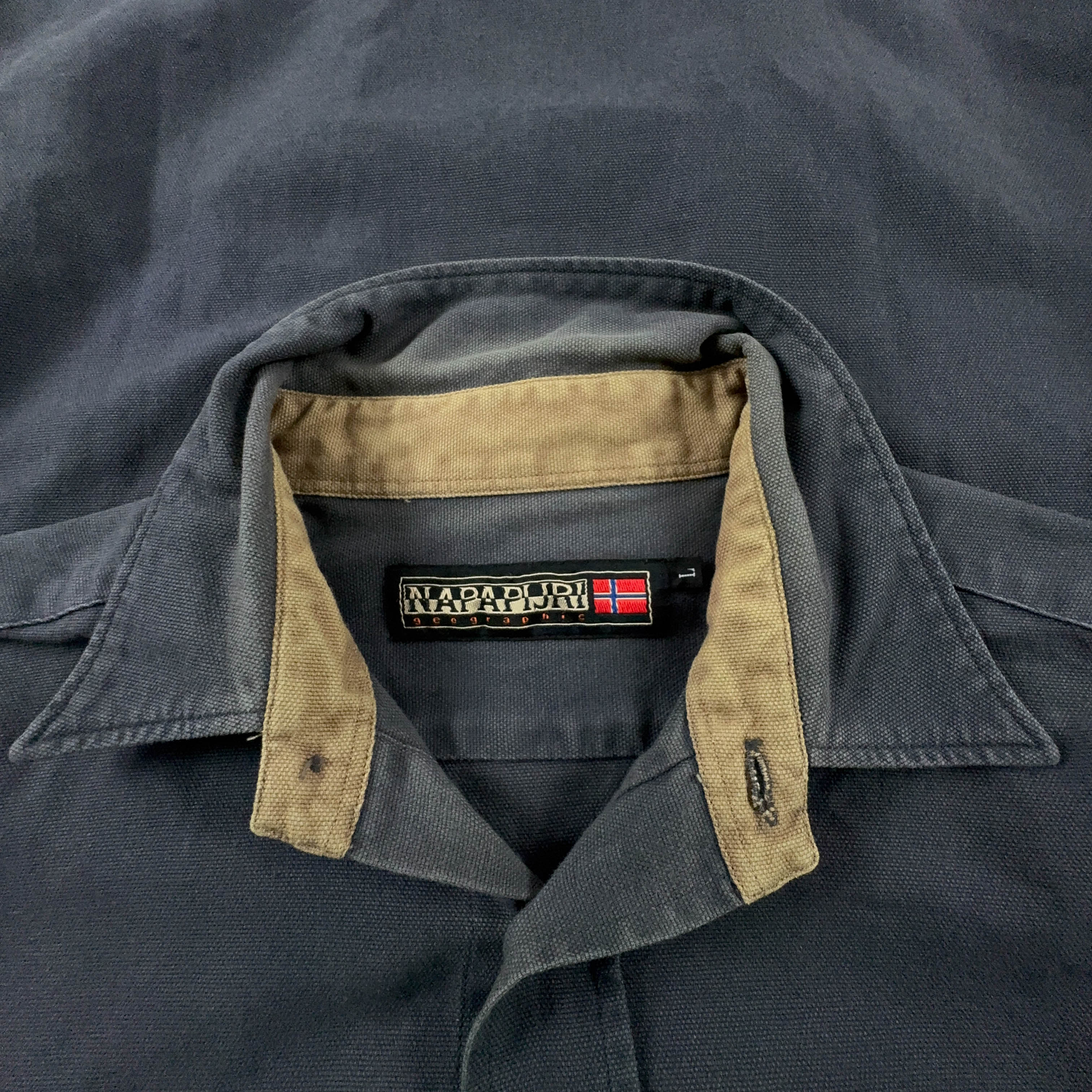 Camicia Napapijri Vintage grigia e marrone in cotone - Taglia L uomo