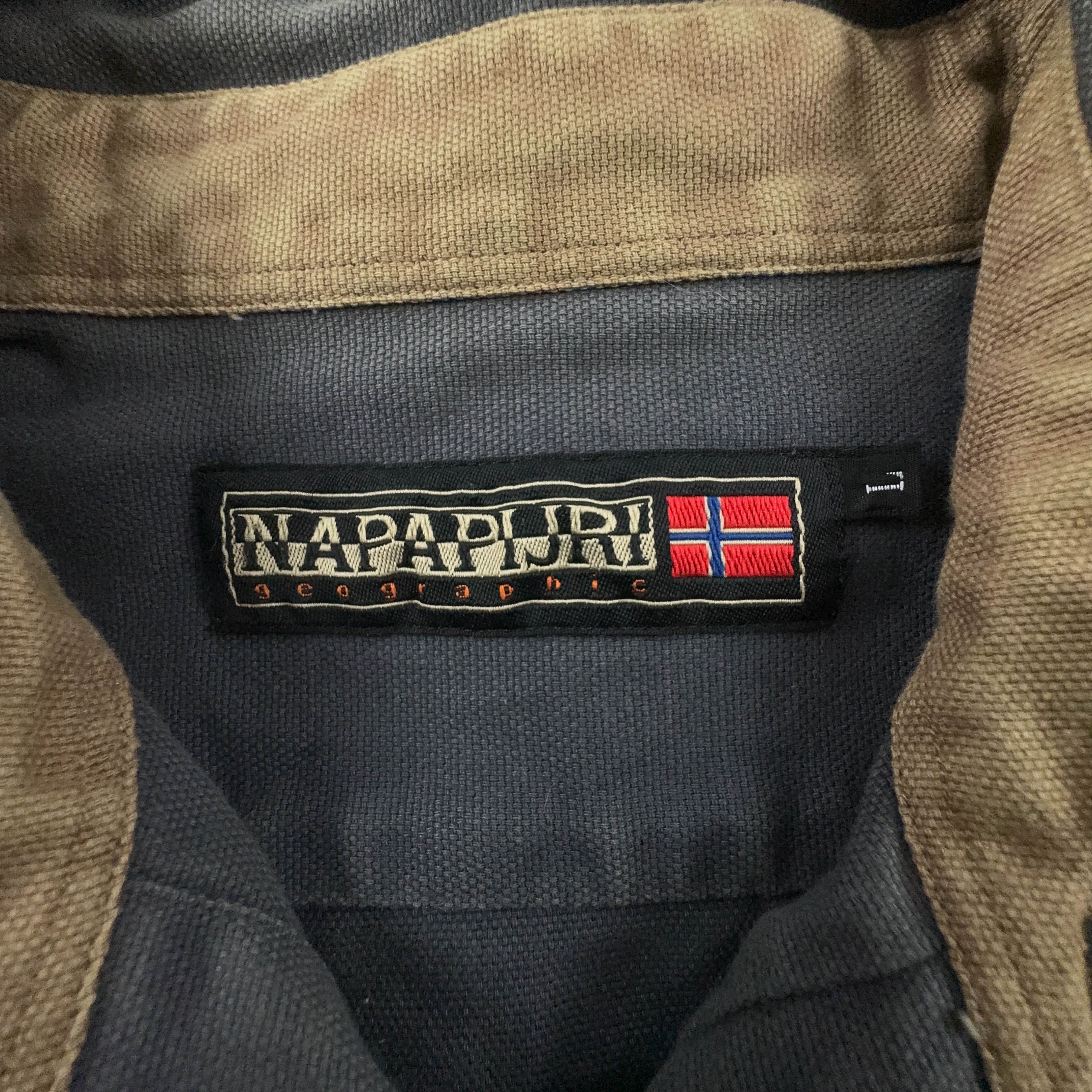 Camicia Napapijri Vintage grigia e marrone in cotone - Taglia L uomo