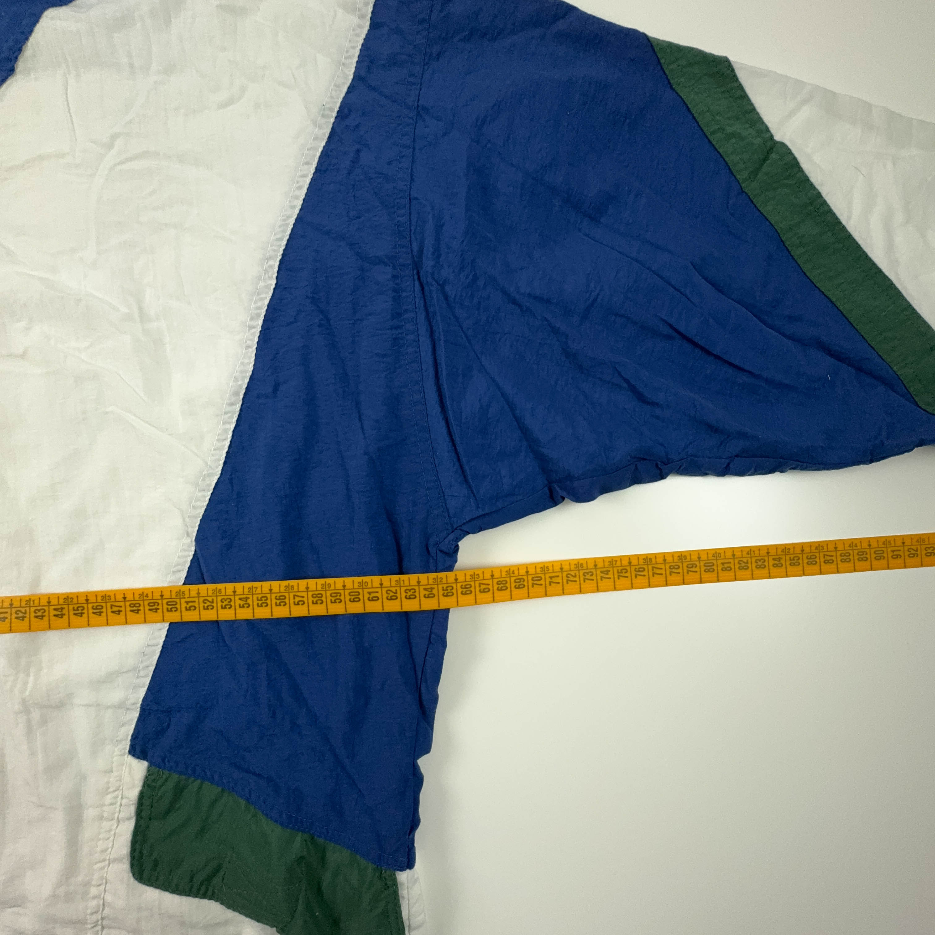 Giacca a vento Vintage bianca e blu quarter zip anni 80 90 - Taglia M/L uomo