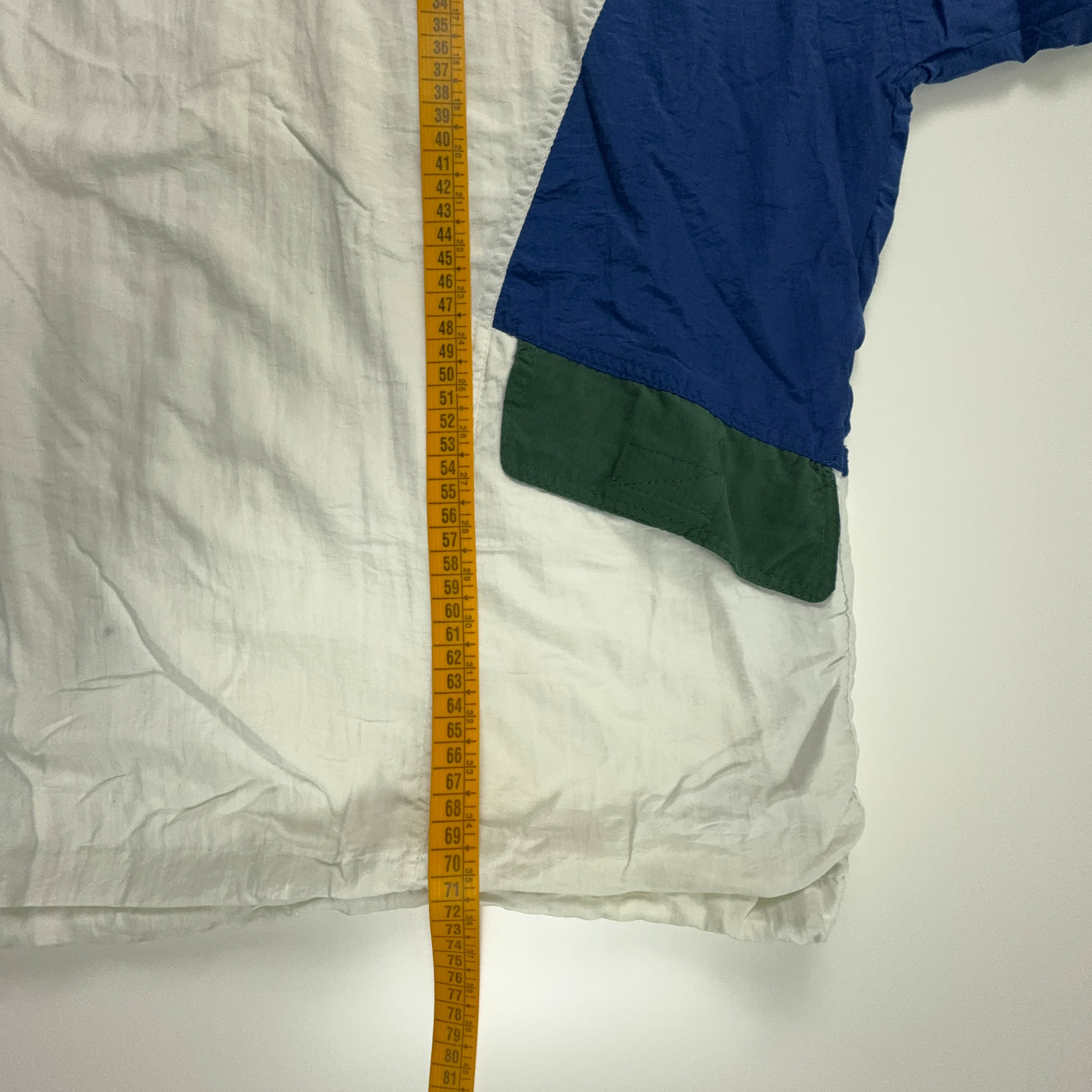 Giacca a vento Vintage bianca e blu quarter zip anni 80 90 - Taglia M/L uomo