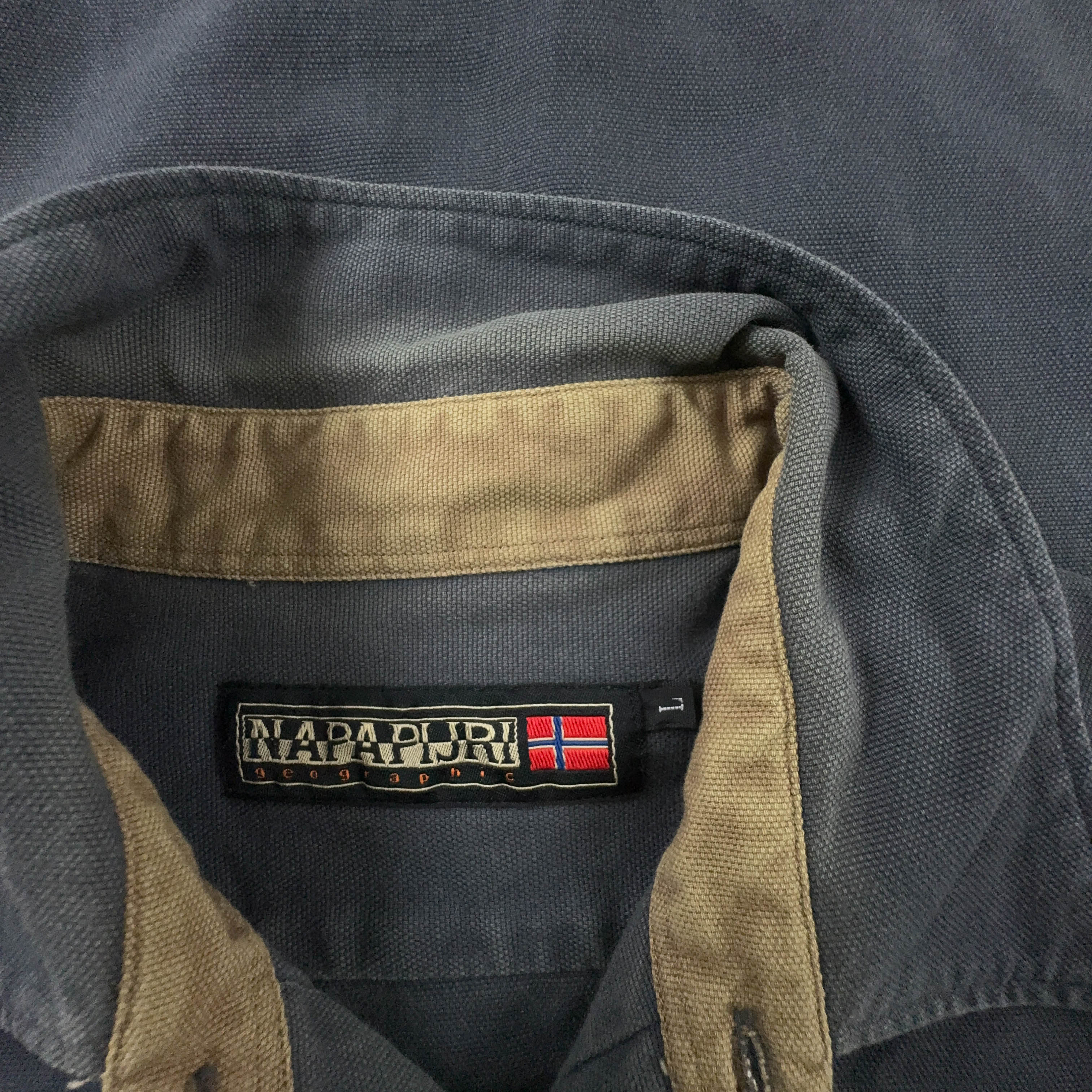 Camicia Napapijri Vintage grigia e marrone in cotone - Taglia L uomo