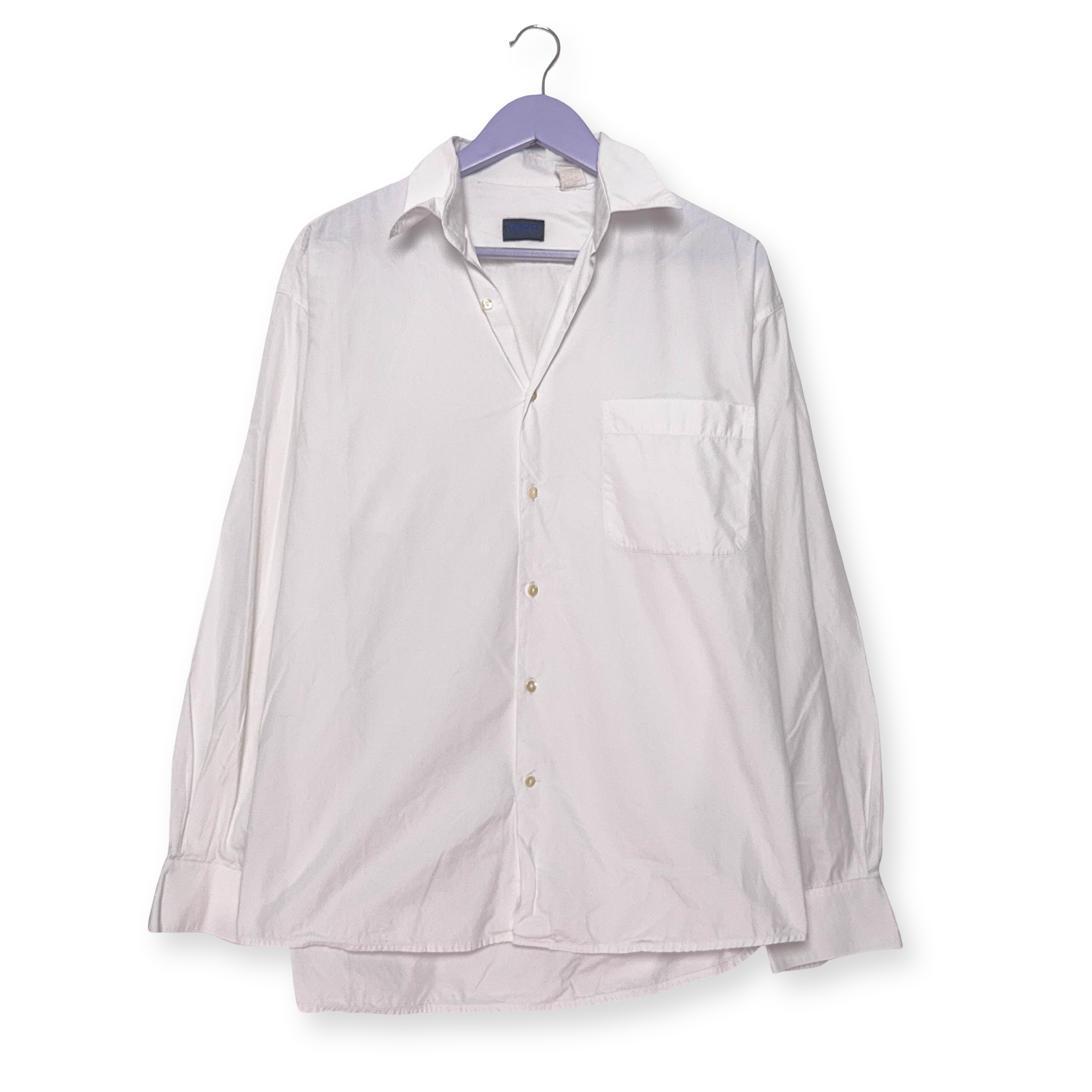 Camicia Kenzo Vintage bianca tinta unita a manica lunga - Taglia 42 uomo