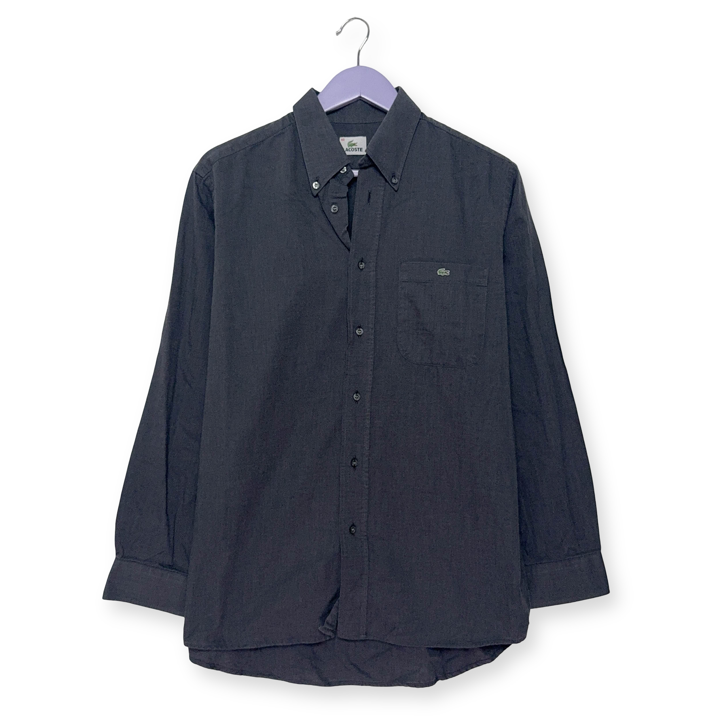 Camicia Lacoste grigia scura tinta unita a manica lunga - Taglia 40 uomo