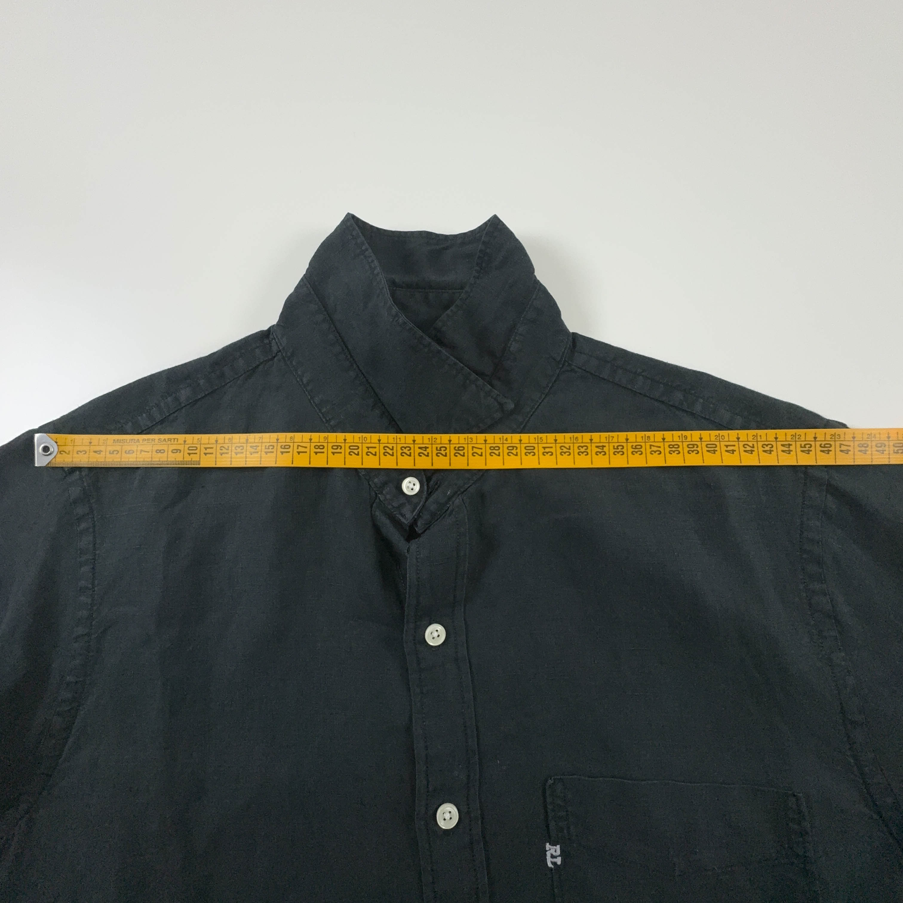 Camicia Ralph Lauren Vintage nera a tinta unita 100% lino - Taglia L uomo