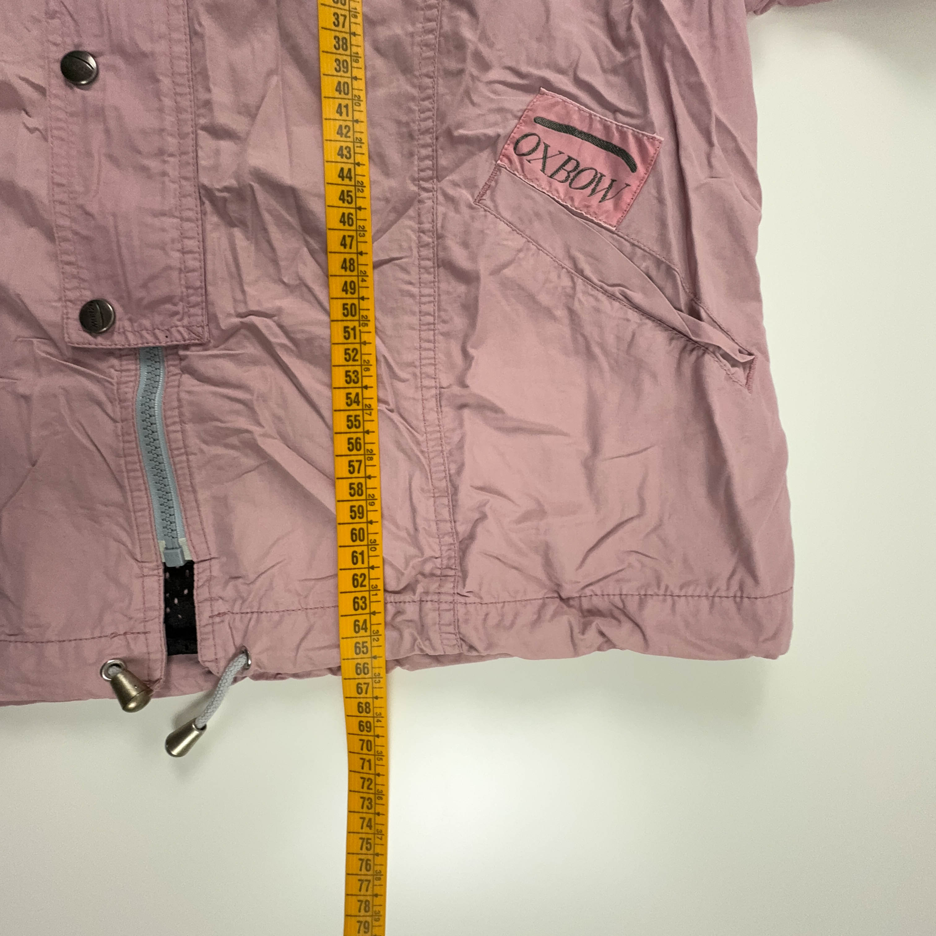 Giacca a vento Vintage rosa con stampa anni 80 90 con zip - Taglia S uomo