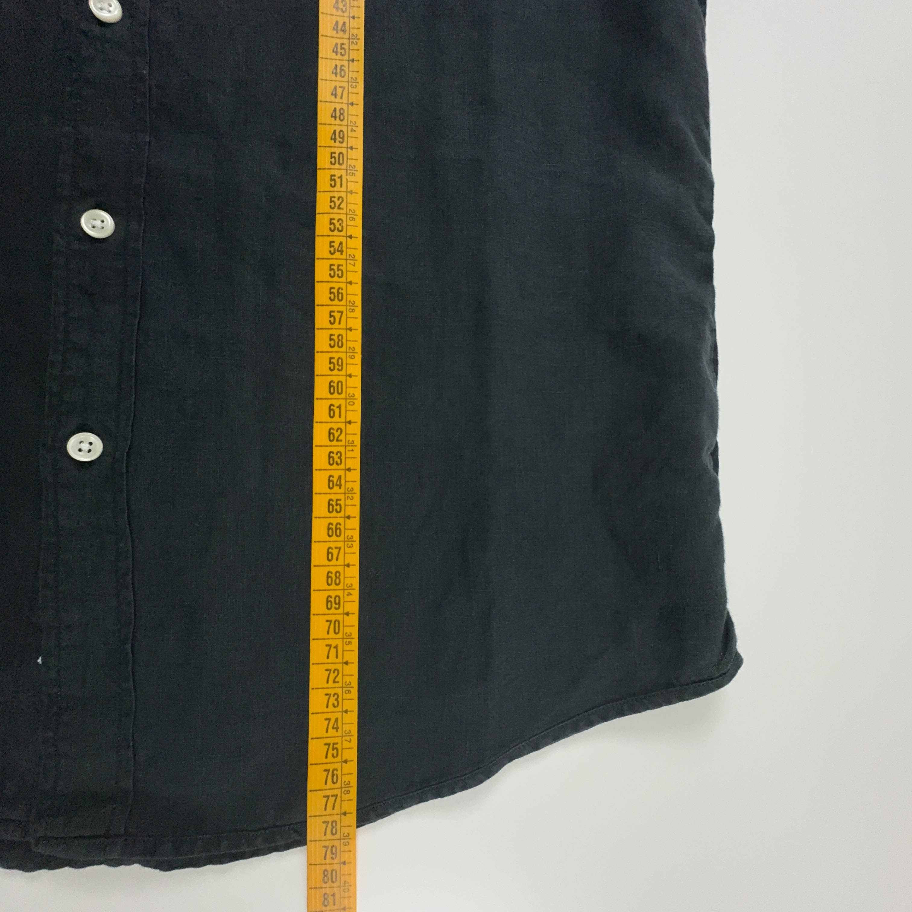 Camicia Ralph Lauren Vintage nera a tinta unita 100% lino - Taglia L uomo